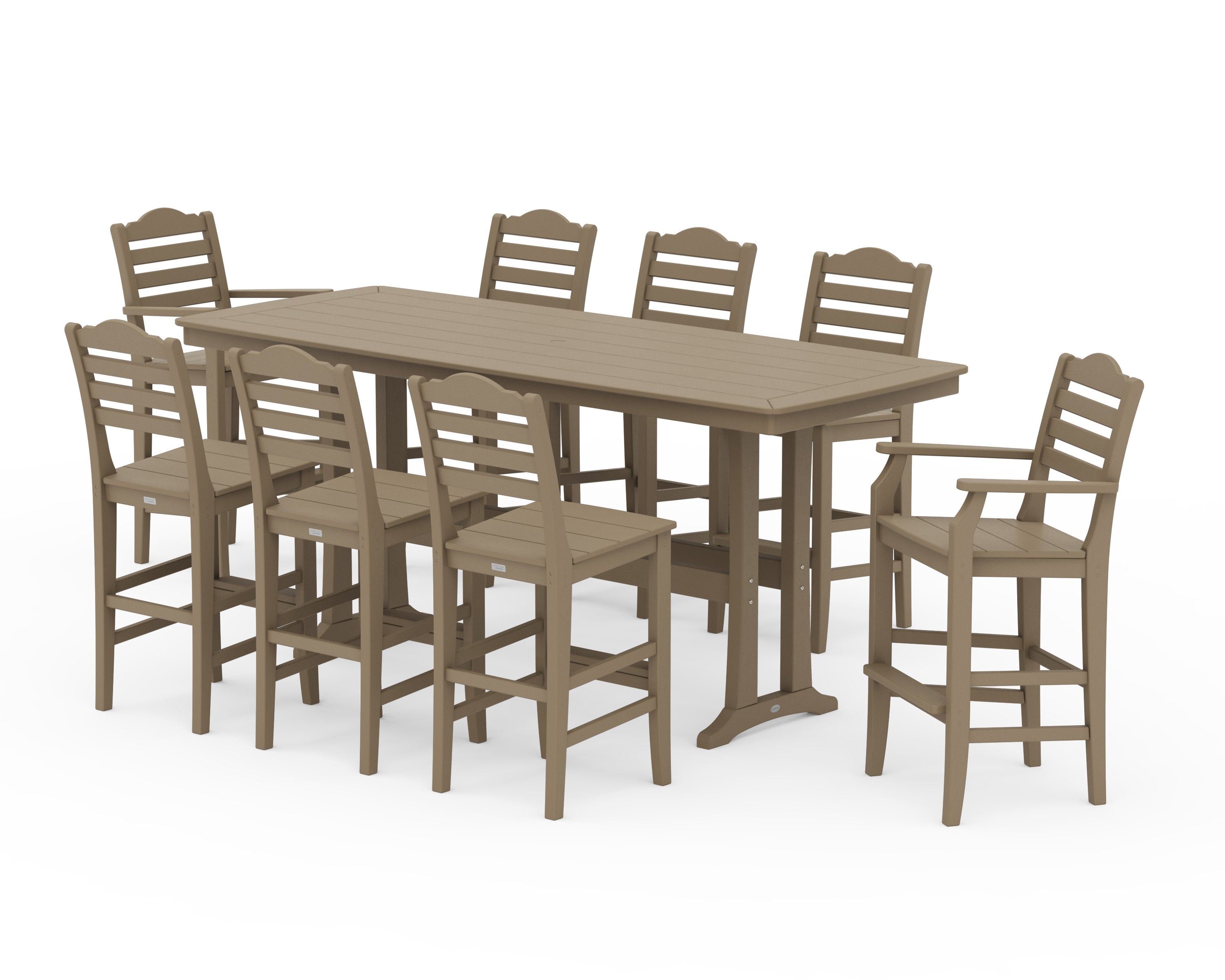 Savannah 9-Piece Bar Set with Trestle Legs in Vintage Sahara