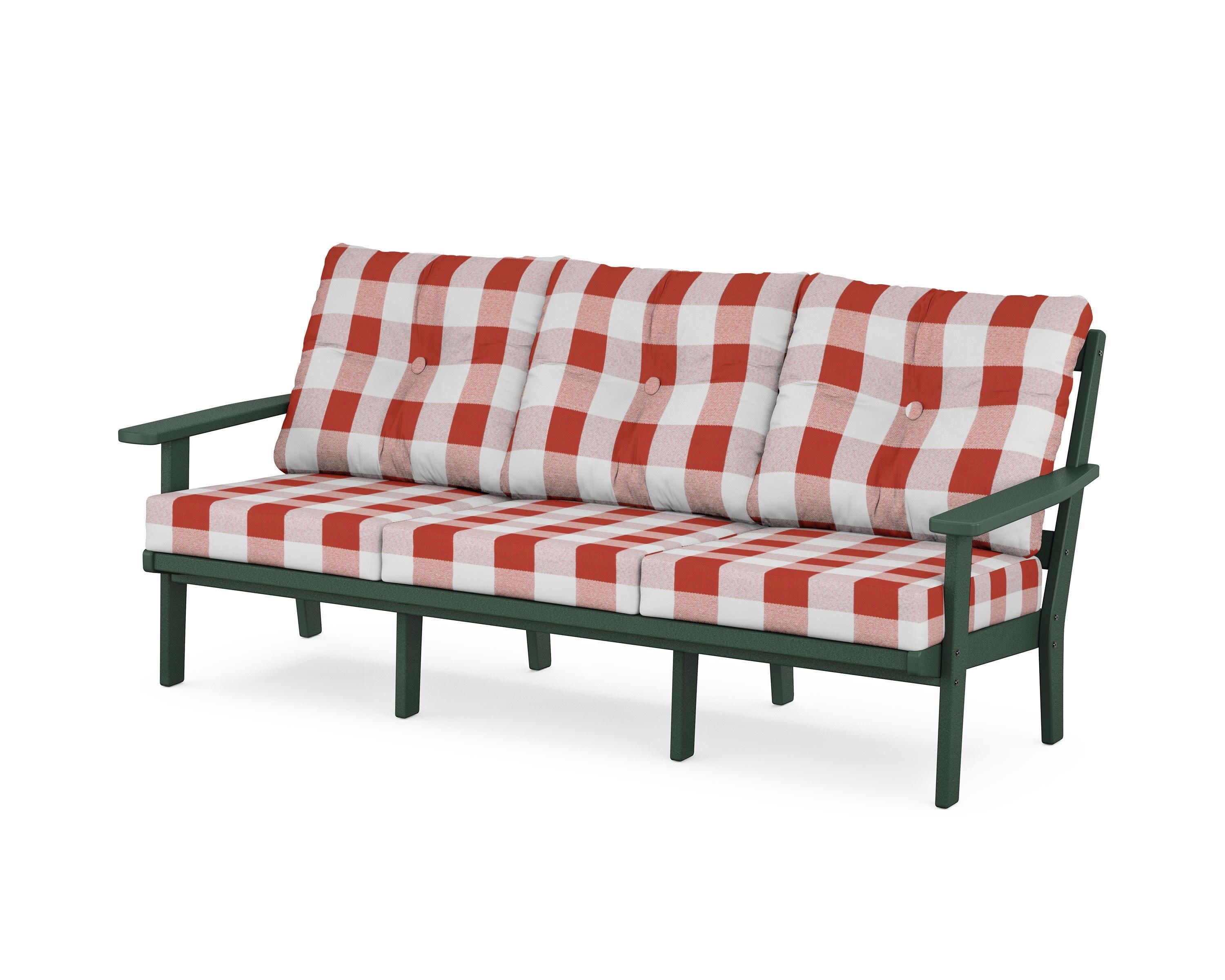 PrairieDeep Seating Sofa in Green / Buffalo Plaid Crimson