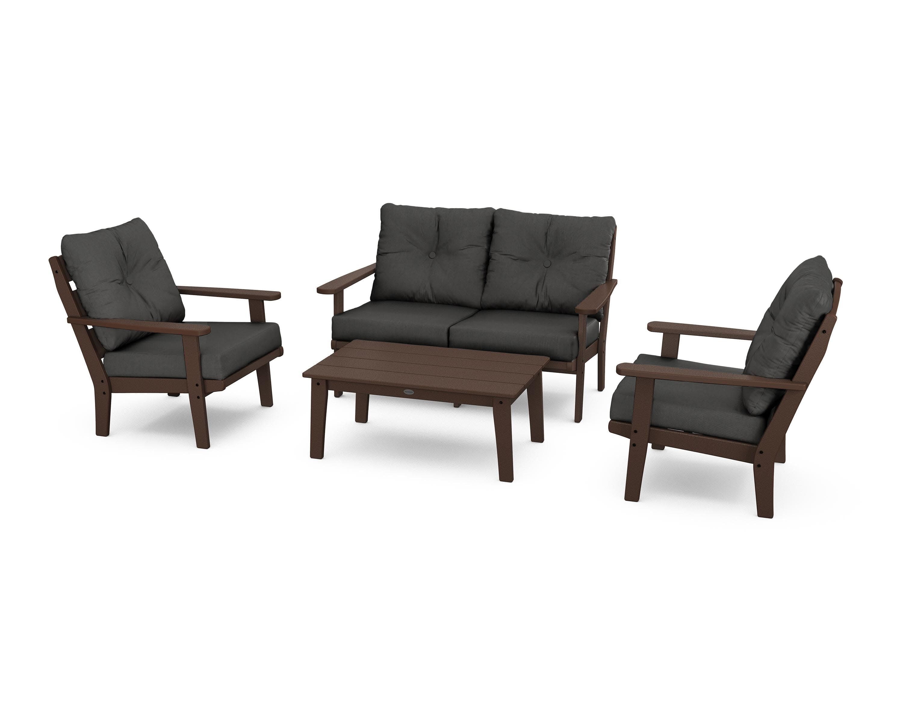 Lakeside 4-Piece Deep Seating Set in Mahogany / Spectrum Carbon