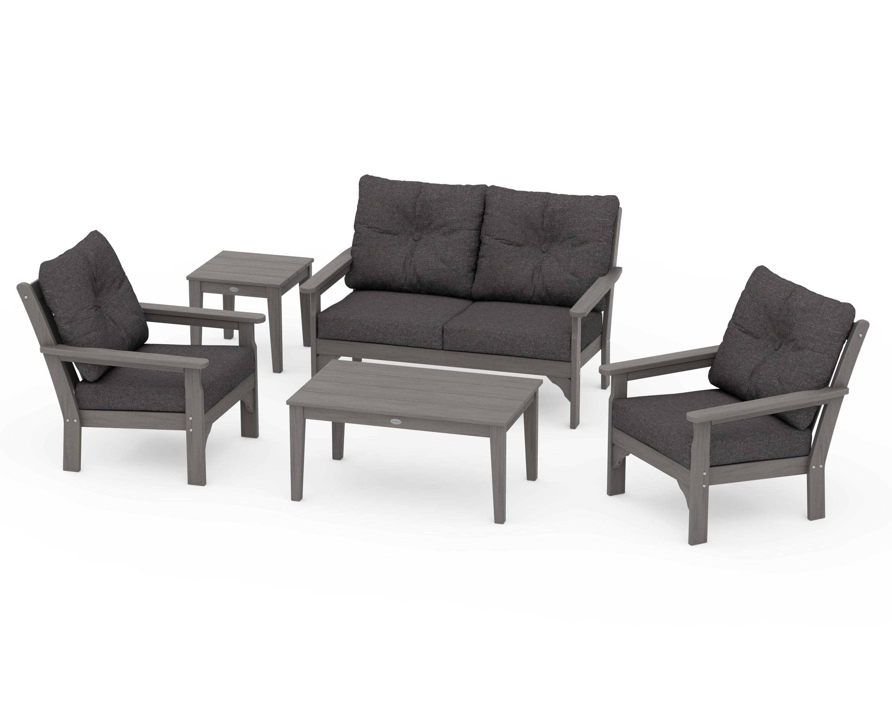 Vineyard 5-Piece Deep Seating Set in Driftwood / Ash Charcoal