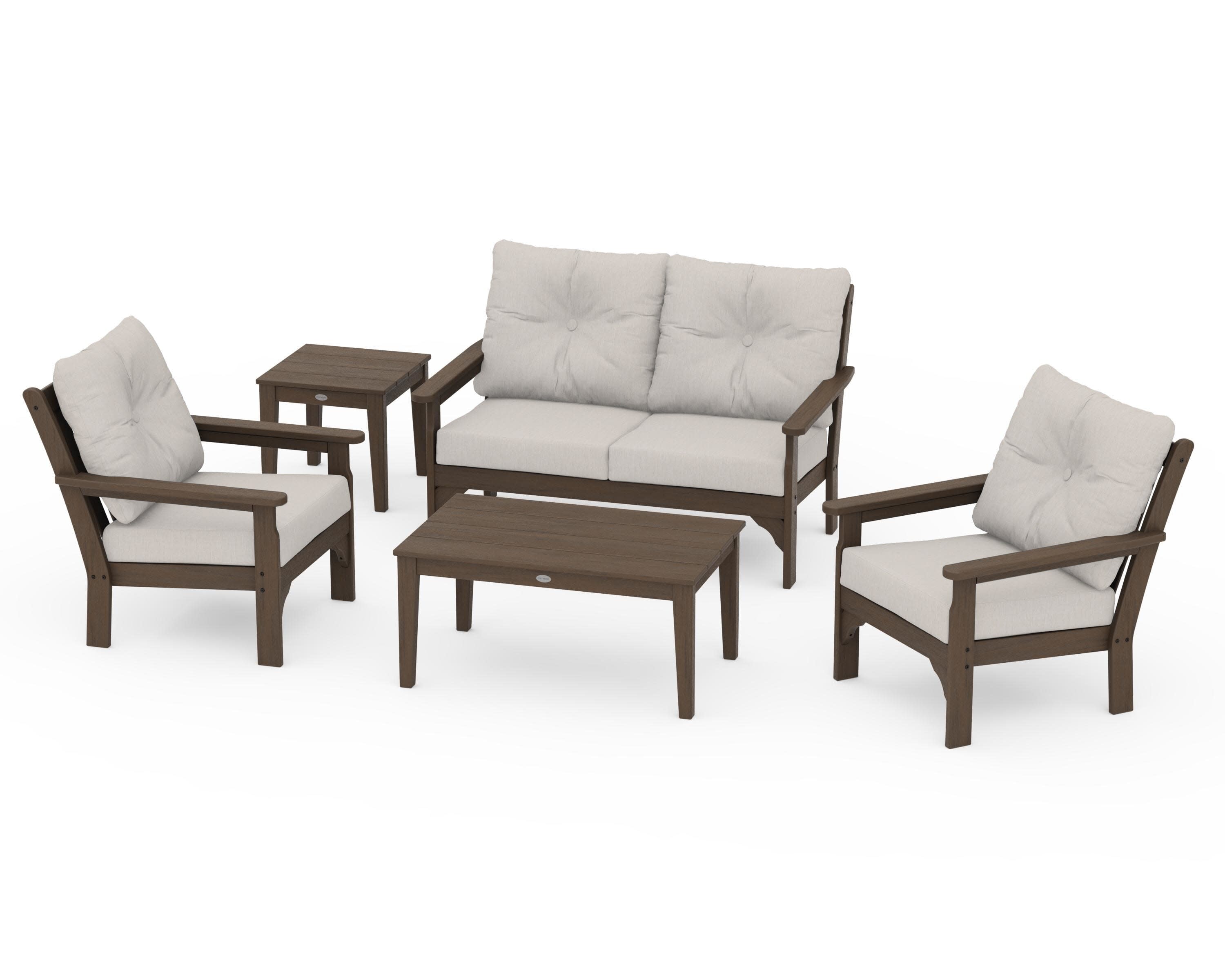Vineyard 5-Piece Deep Seating Set in Kona / Cast Ash