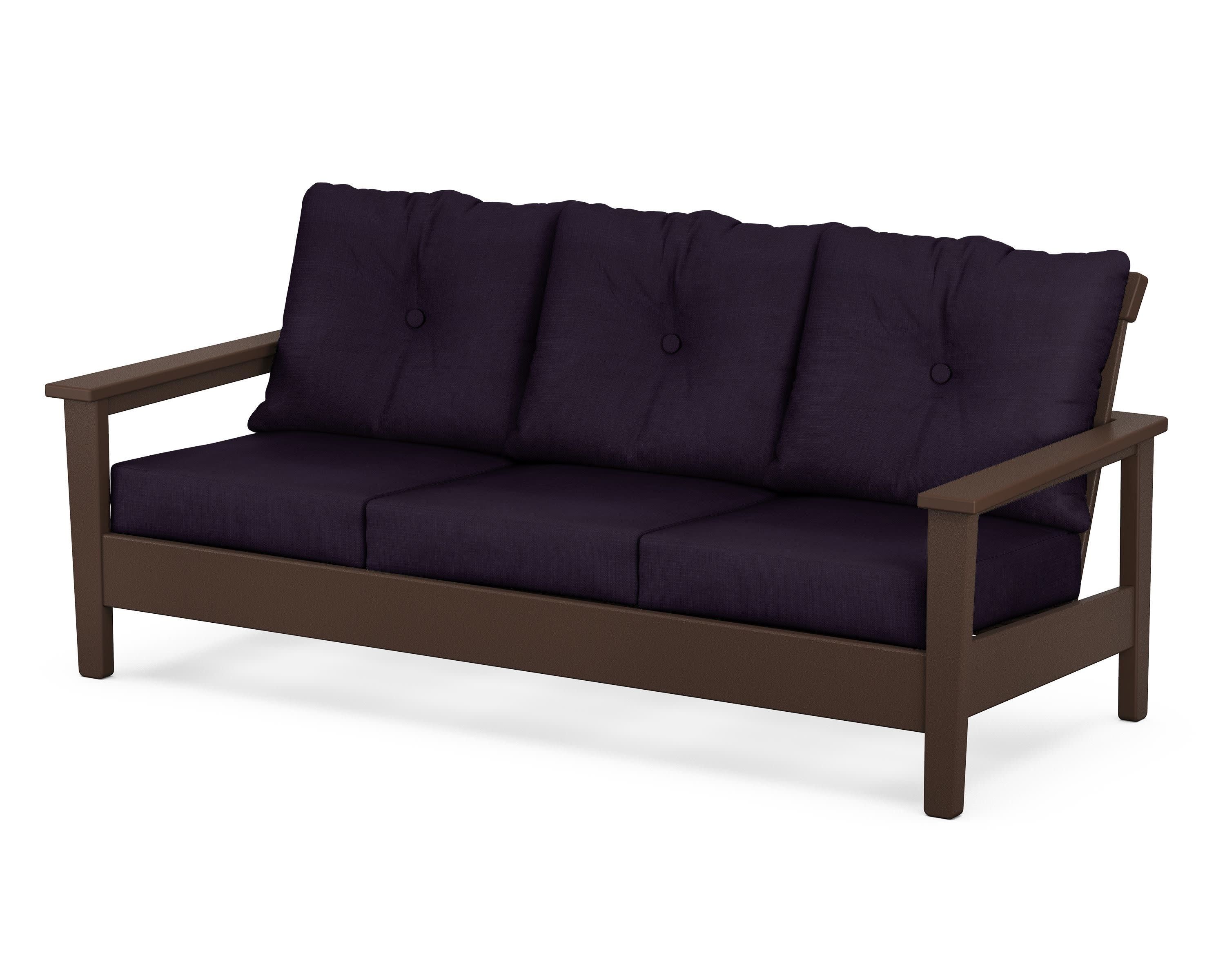 Prescott Deep Seating Sofa in Mahogany / Navy Linen