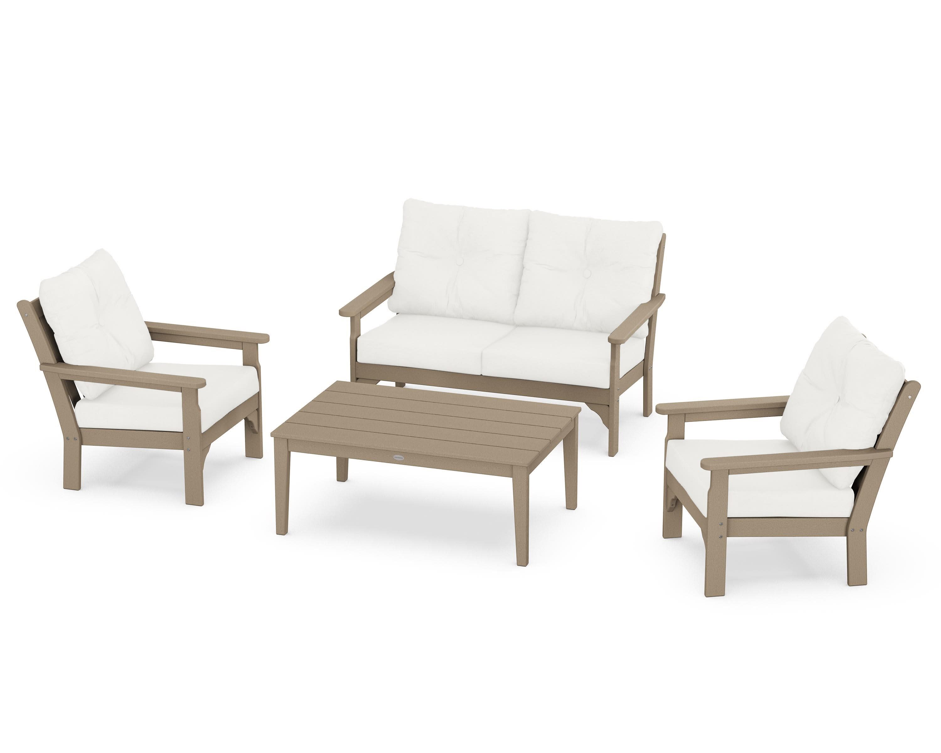 Vineyard 4-Piece Deep Seating Set in Vintage Sahara / Natural Linen