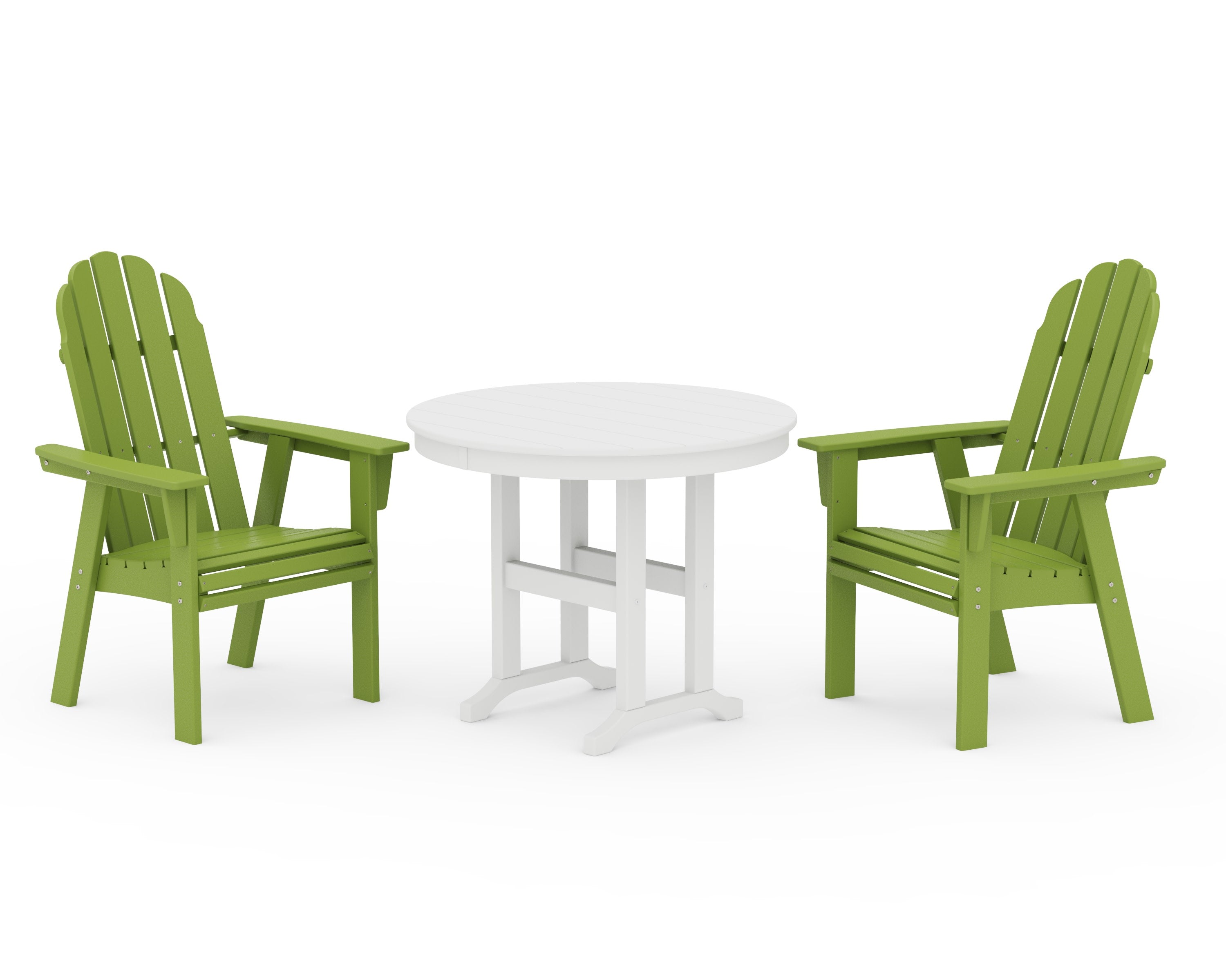 Vineyard Adirondack 3-Piece Round Dining Set in Lime / White