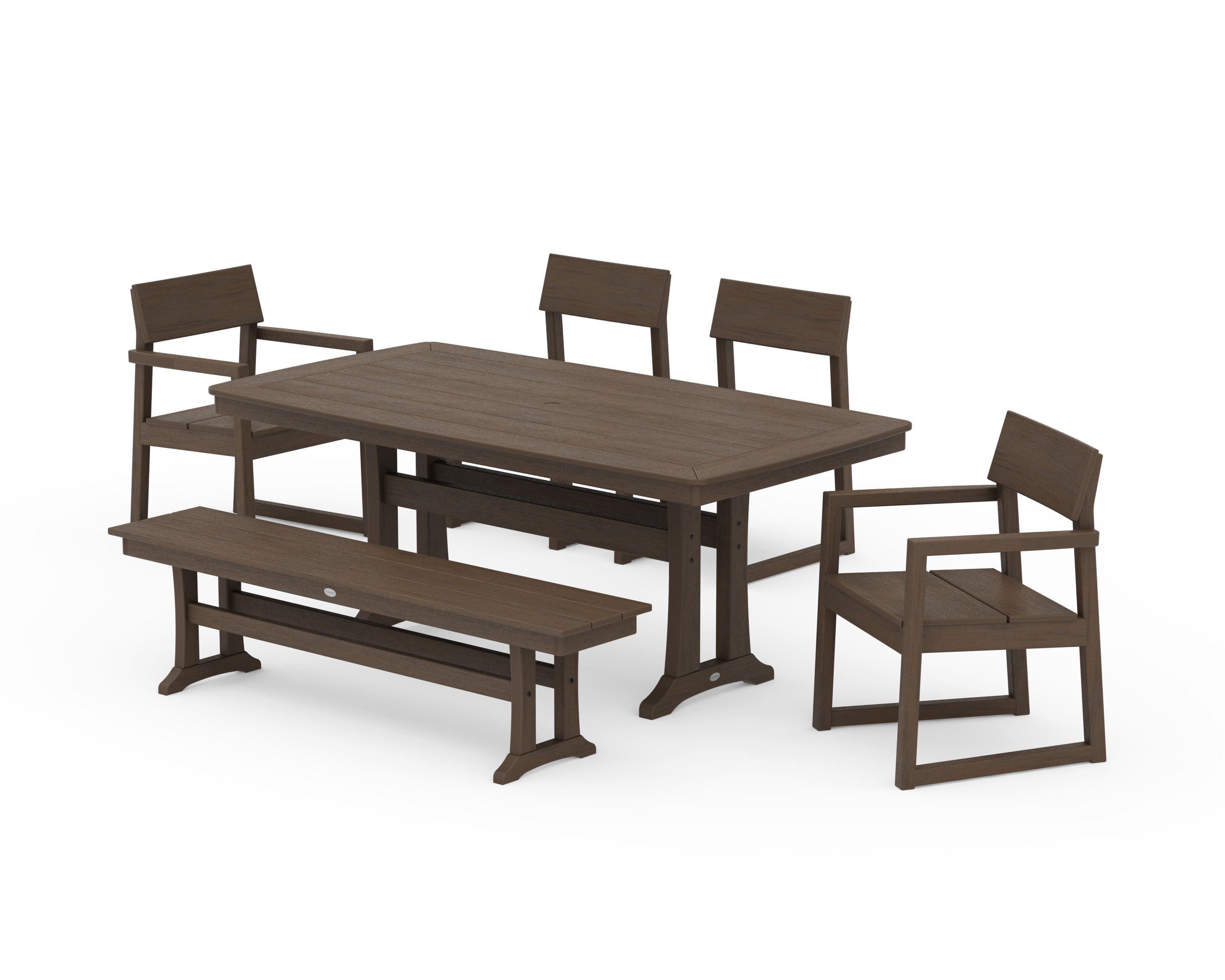 EDGE 6-Piece Dining Set with Trestle Legs in Kona