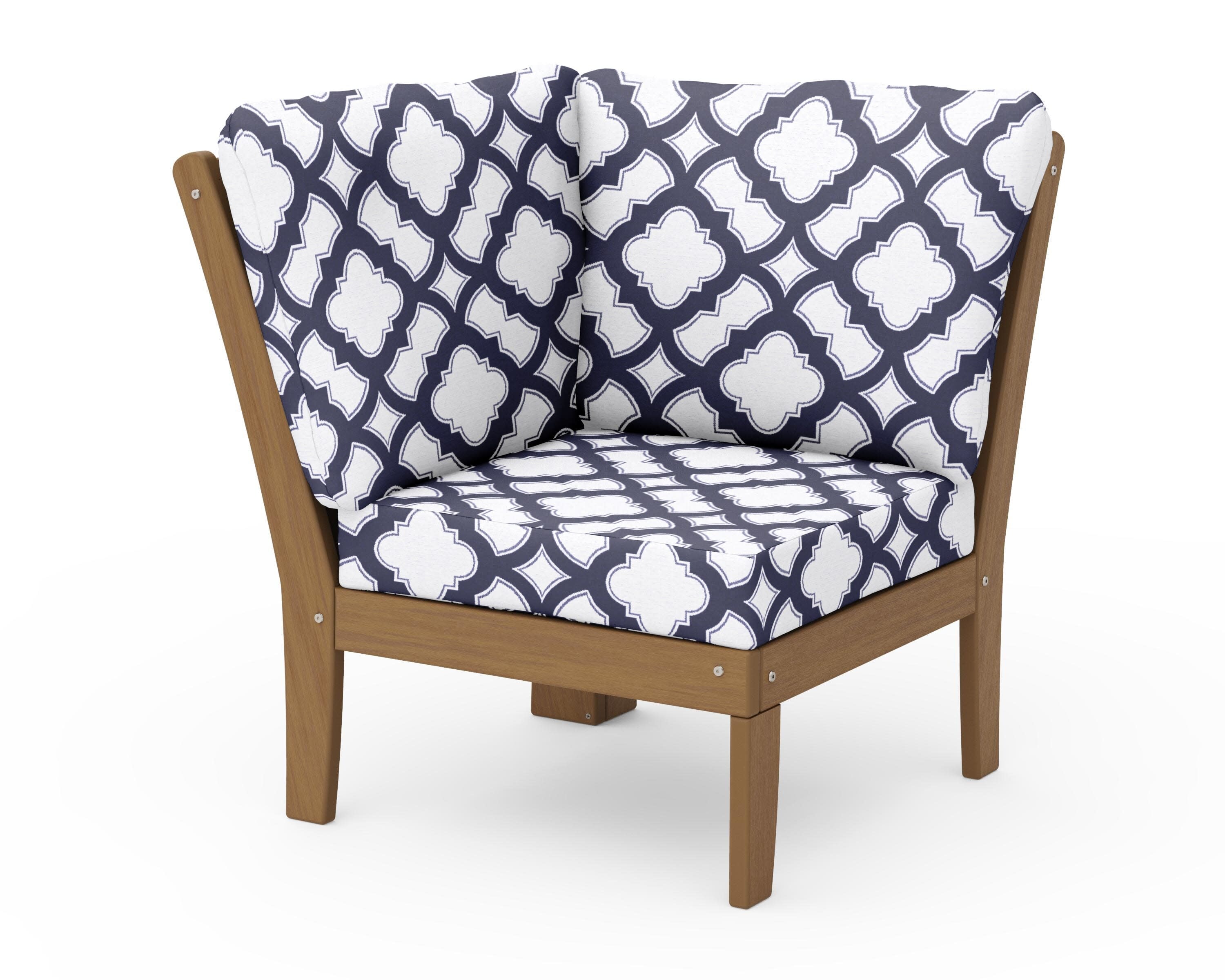 Braxton Modular Corner Chair in Natural / Trellis Navy