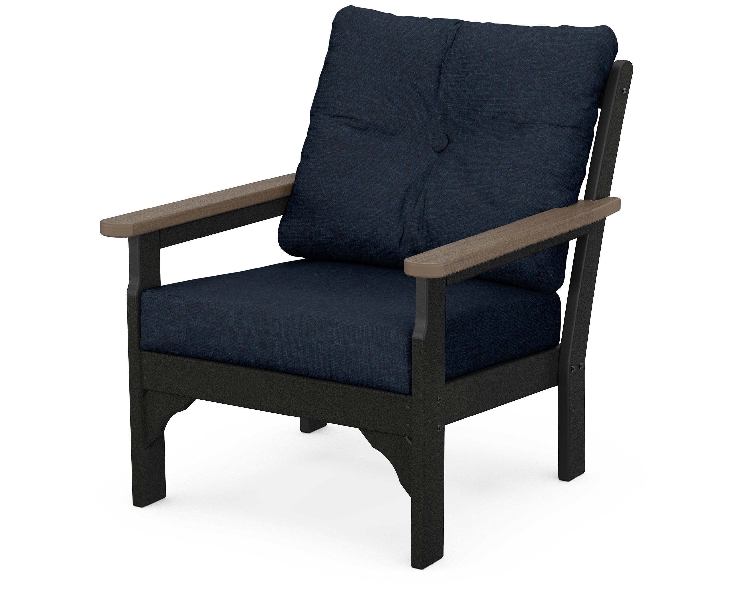 Vineyard Deep Seating Chair in Black / Kona / Marine Indigo