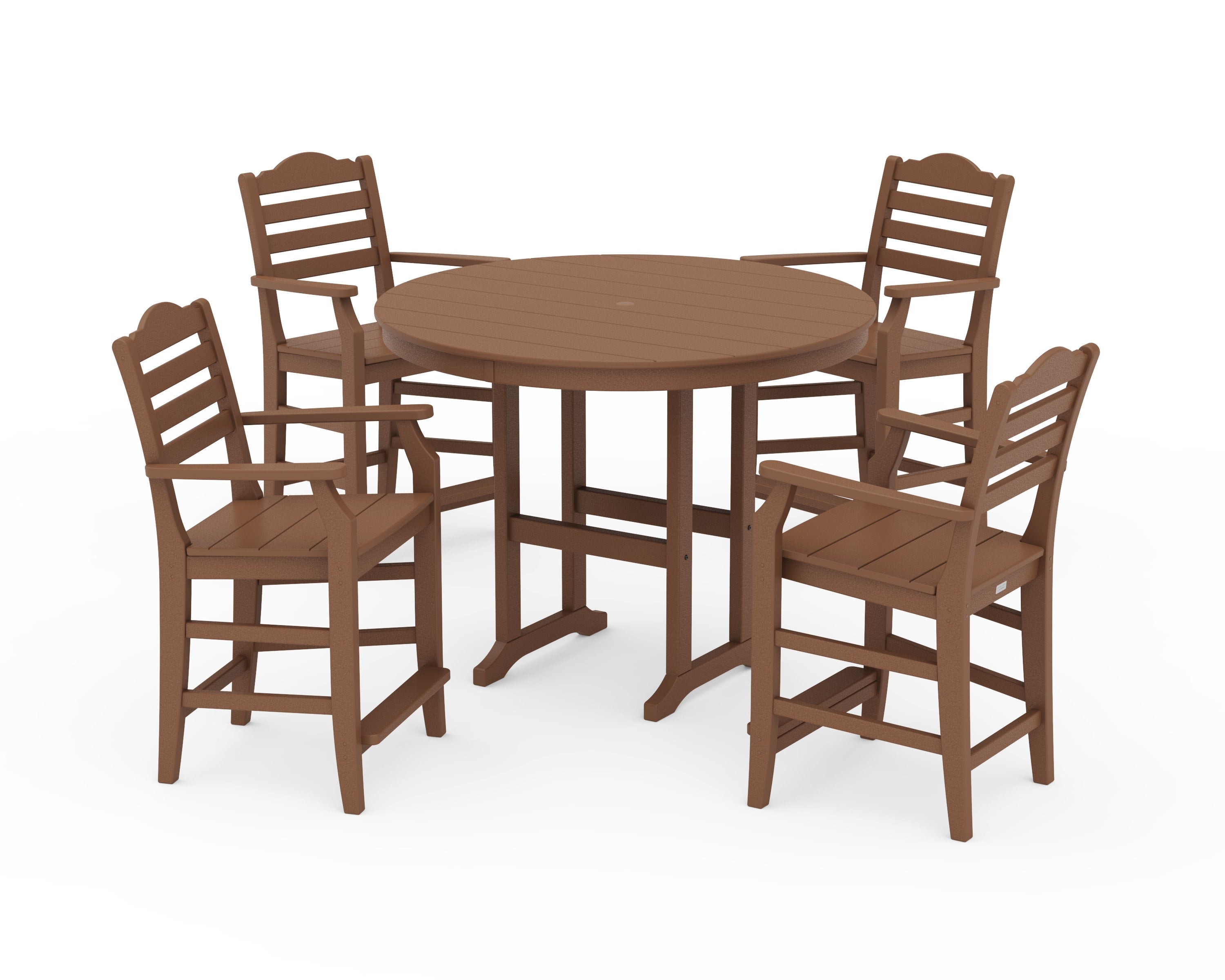 Savannah 5-Piece Round Farmhouse Counter Set in Teak