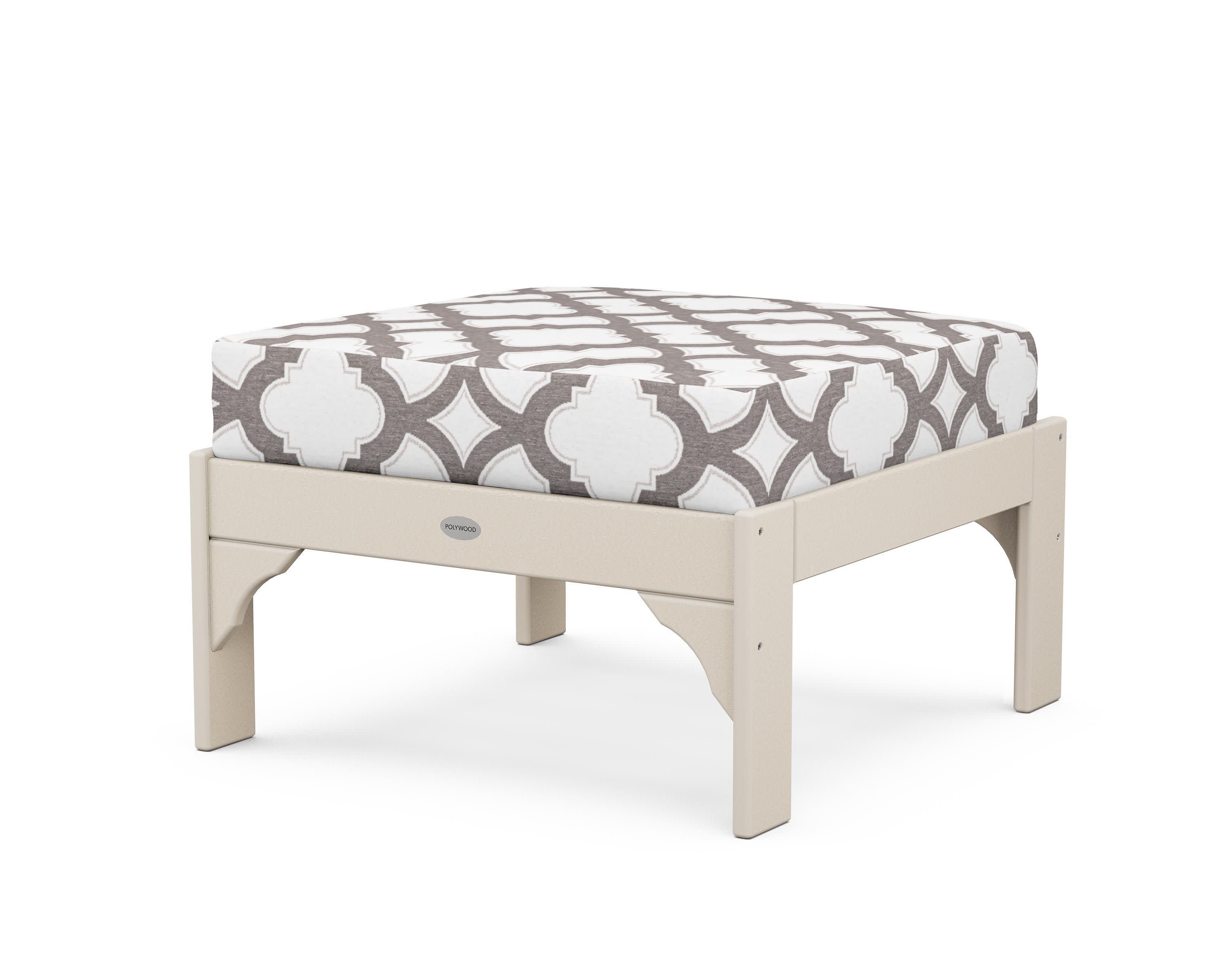 Vineyard Deep Seating Ottoman in Sand / Trellis Grey Mist