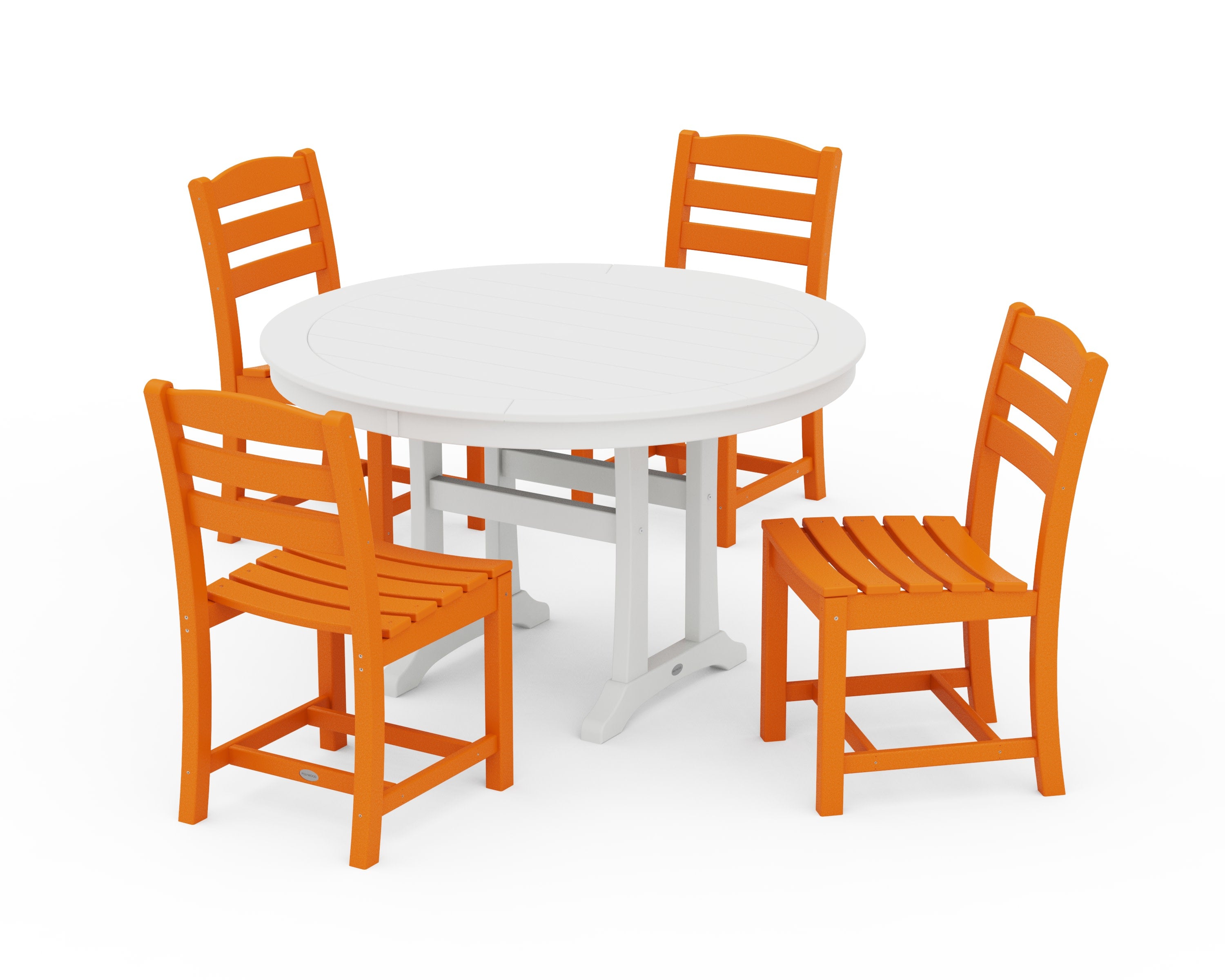 La Casa Caf 5-Piece Side Chair Dining Set in Tangerine / White