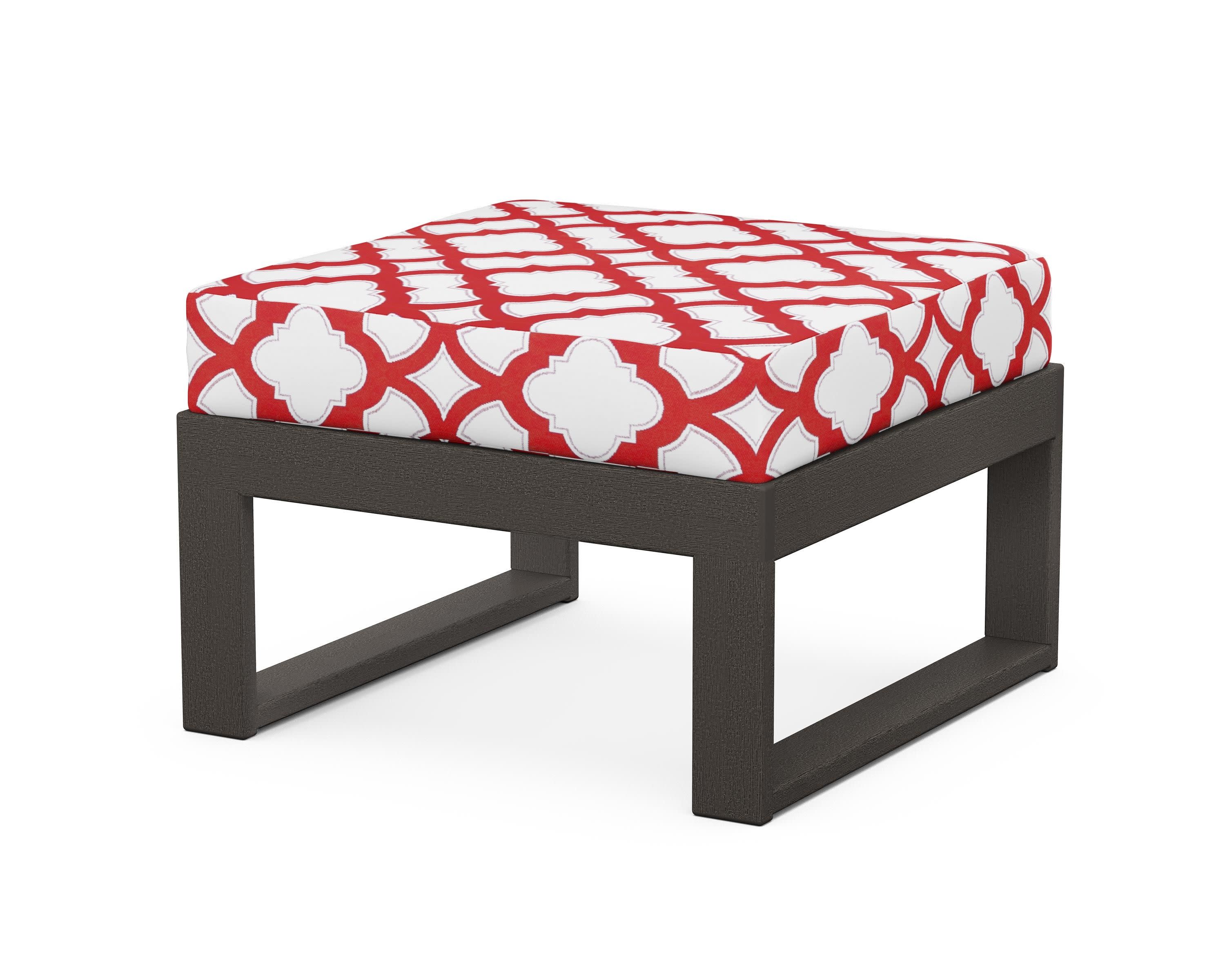 Modular Ottoman - Modern in Vintage Coffee / Trellis Crimson