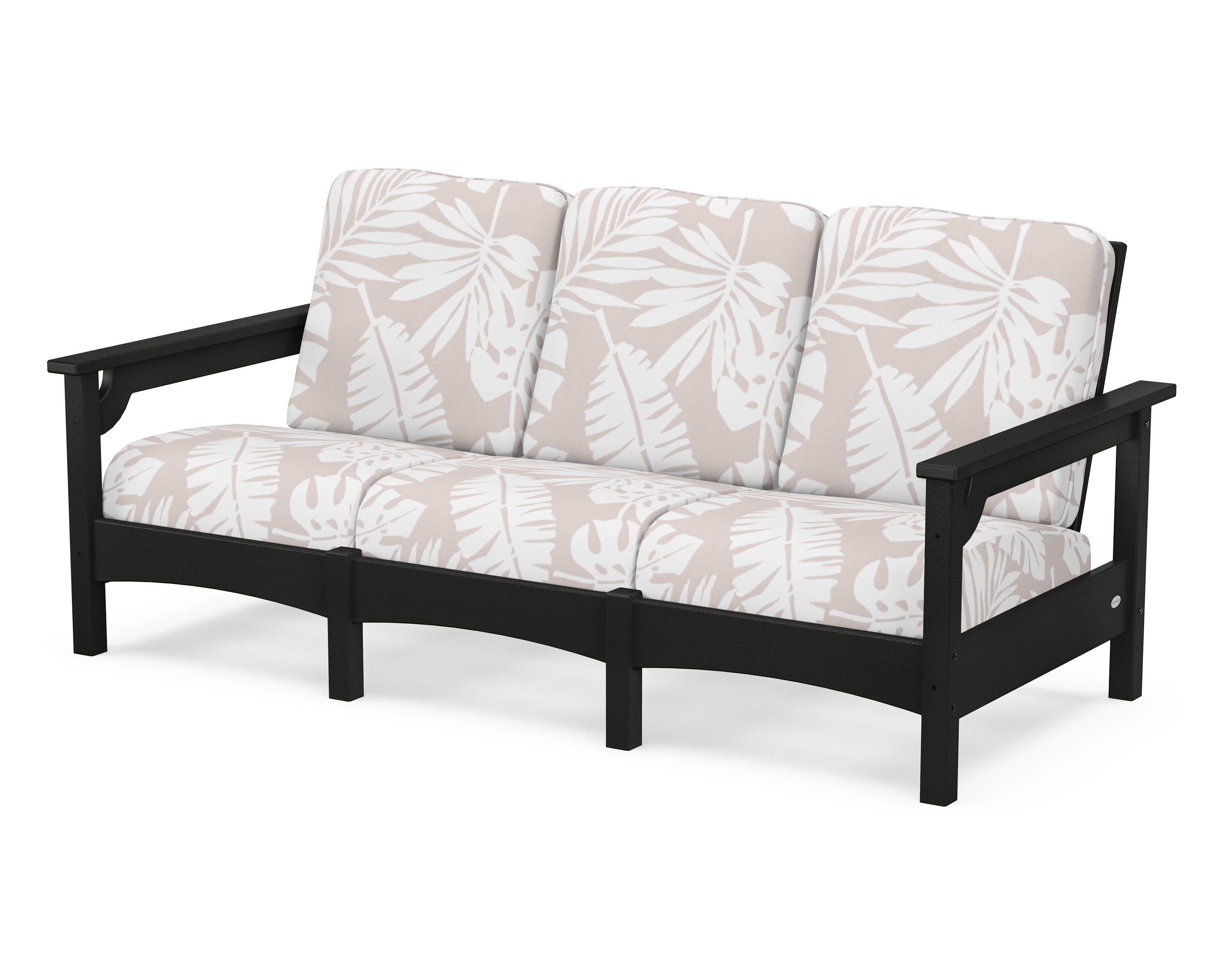 Club Sofa in Black / Leaf Dune Burlap