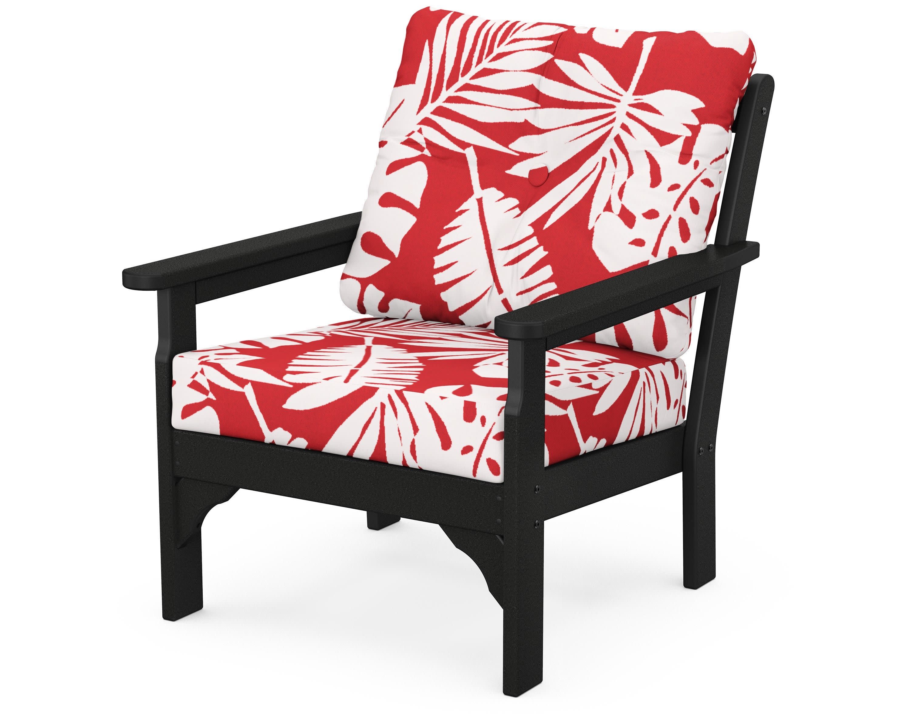 Vineyard Deep Seating Chair in Black / Leaf Crimson