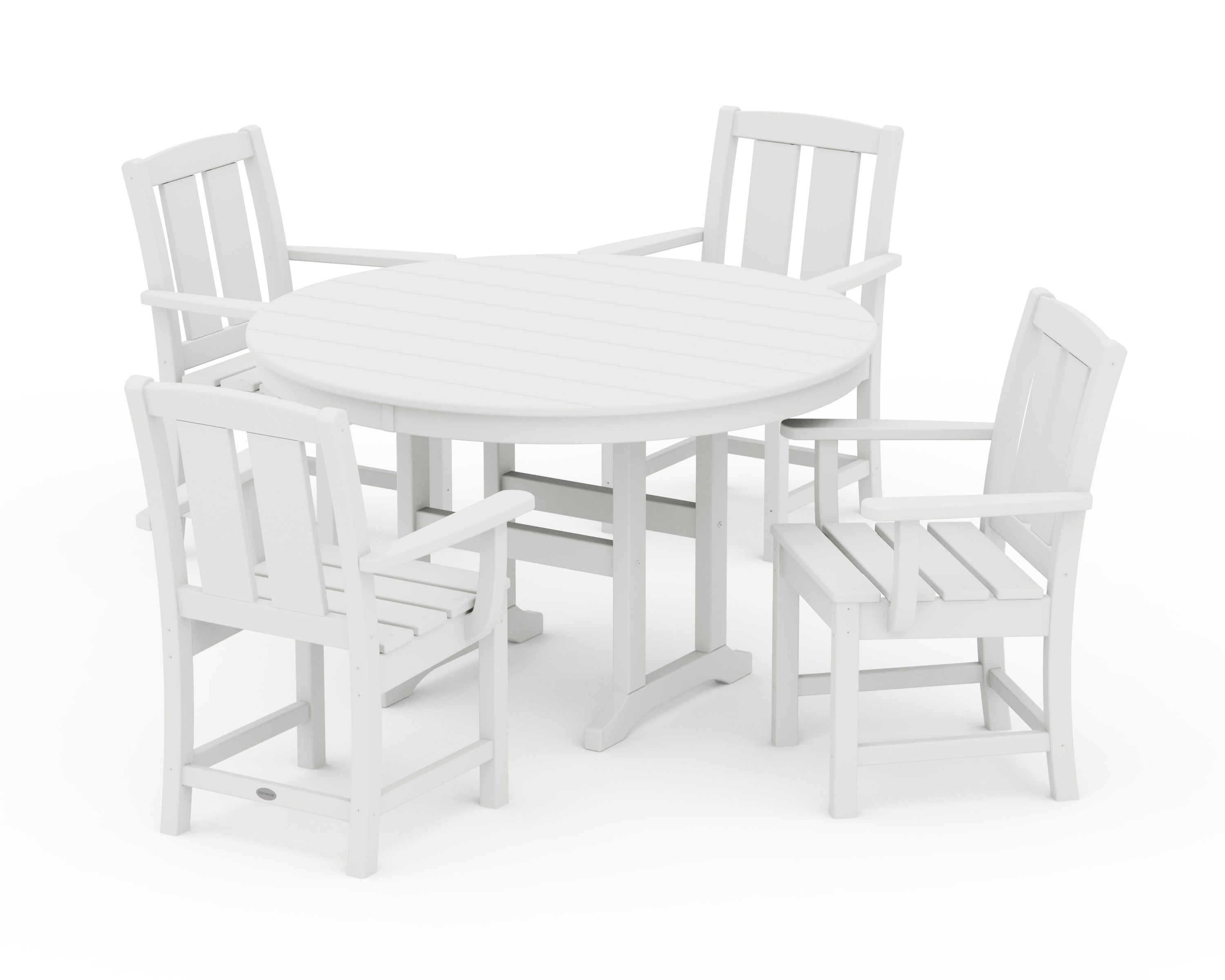 Mission 5-Piece Round Farmhouse Dining Set in White