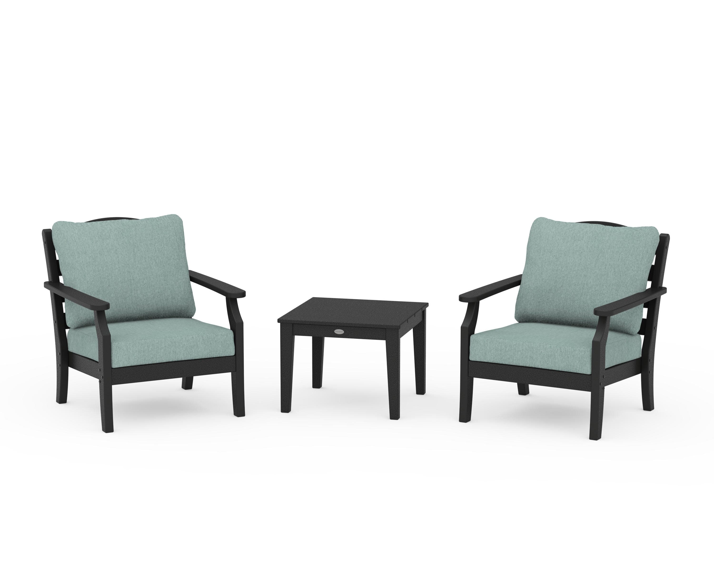 Savannah 3-Piece Deep Seating Set in Black / Glacier Spa