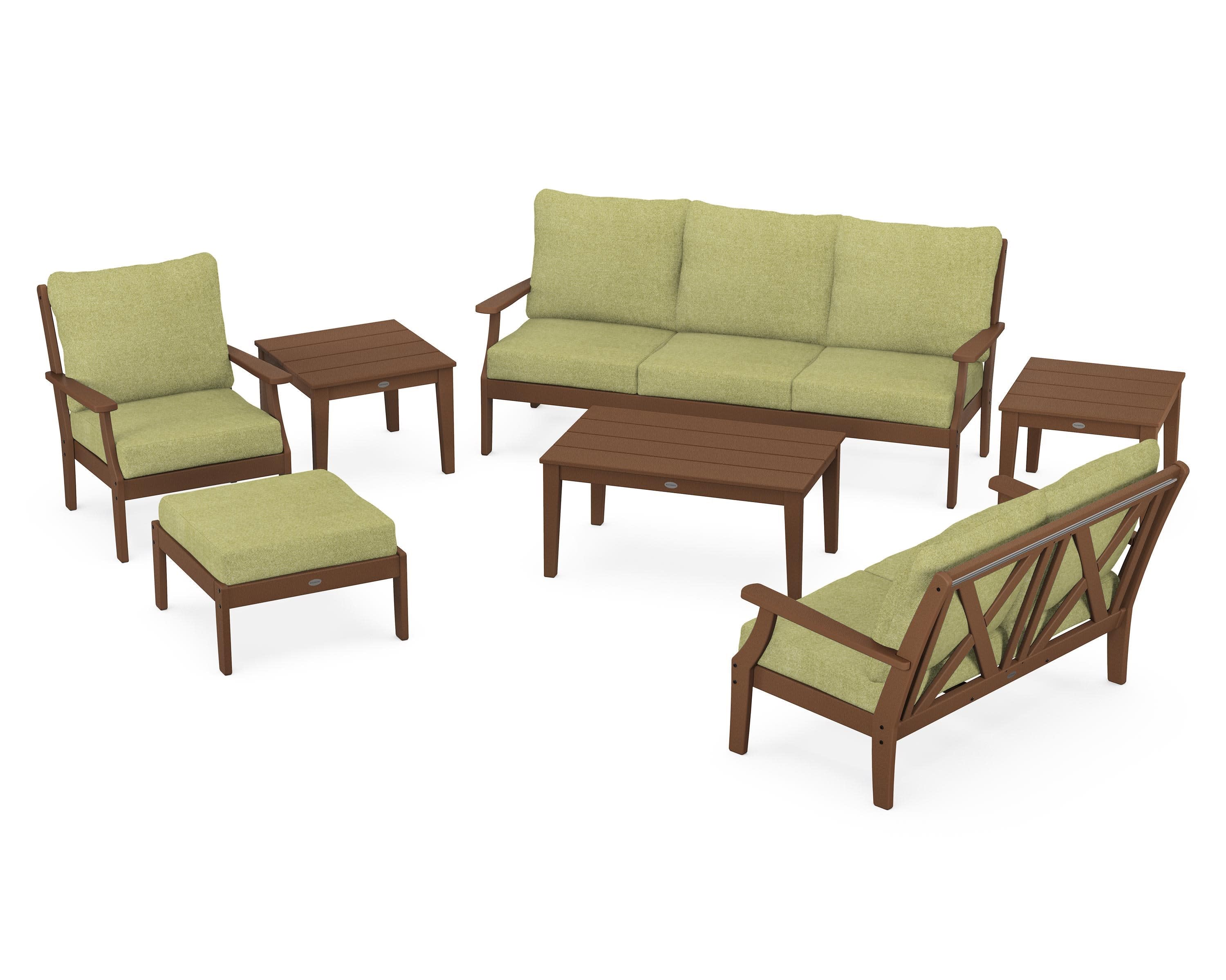 Braxton 7-Piece Deep Seating Set in Teak / Chartreuse Boucle