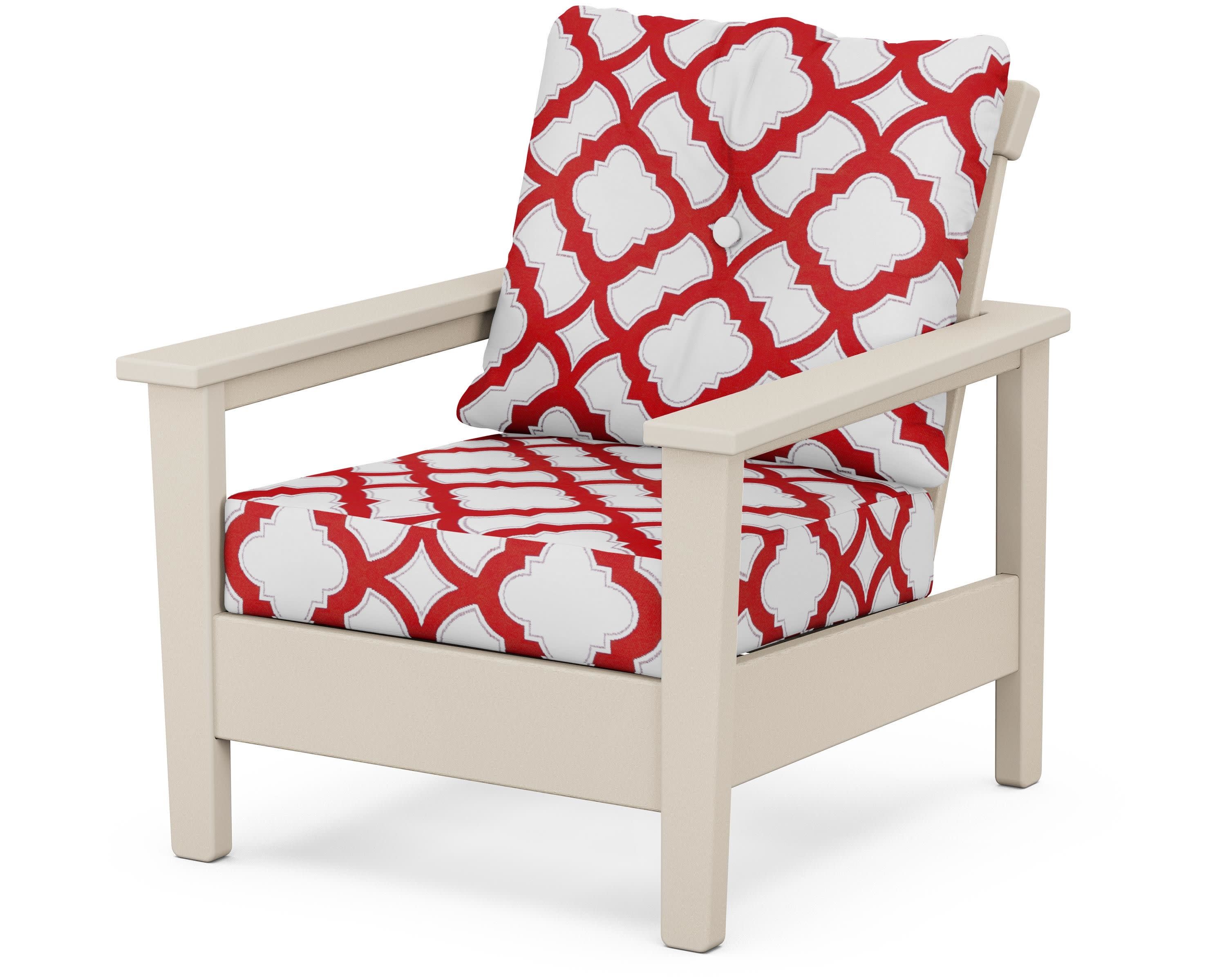 Prescott Deep Seating Chair in Sand / Trellis Crimson