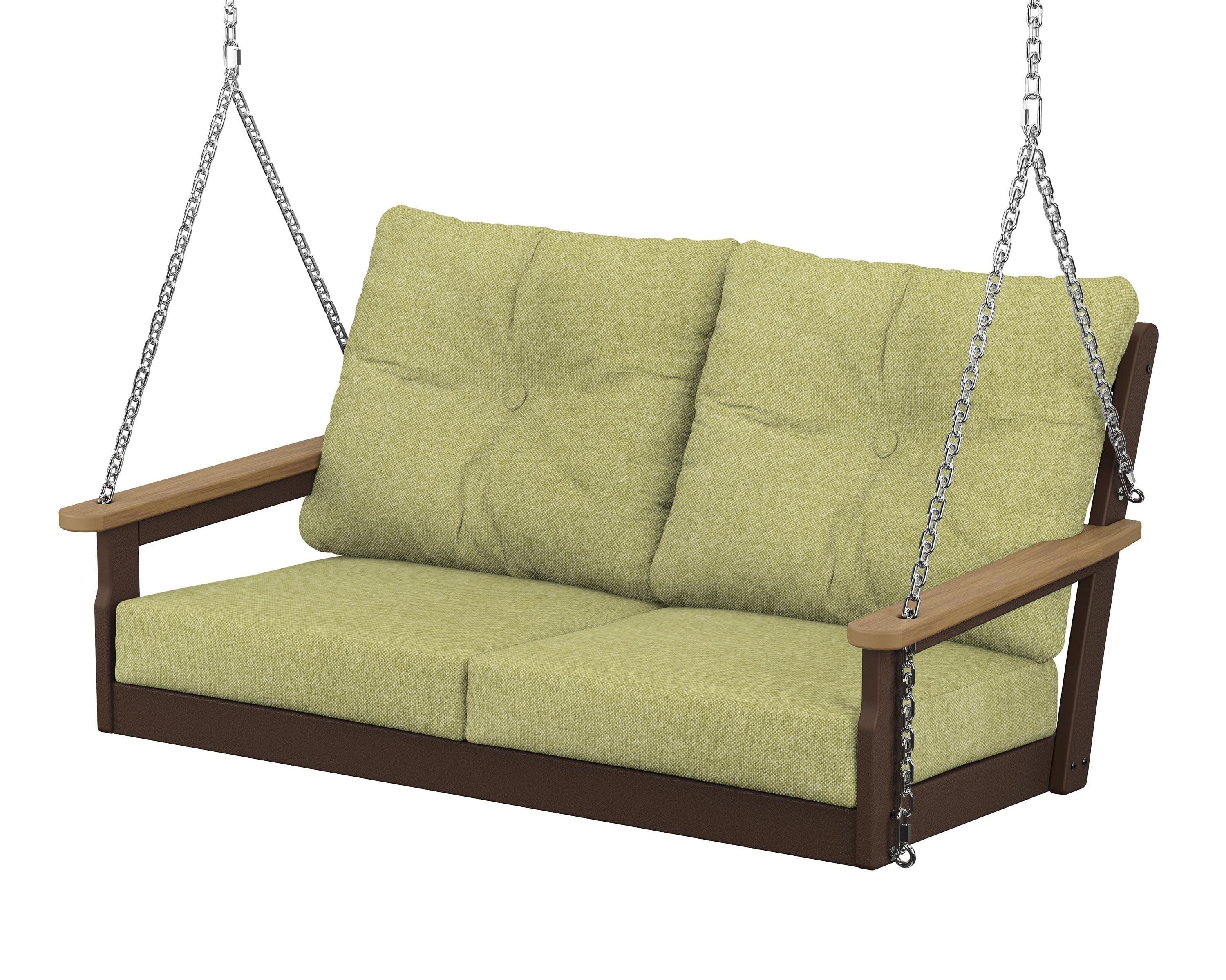 Vineyard Deep Seating Swing in Mahogany / Natural / Chartreuse Boucle