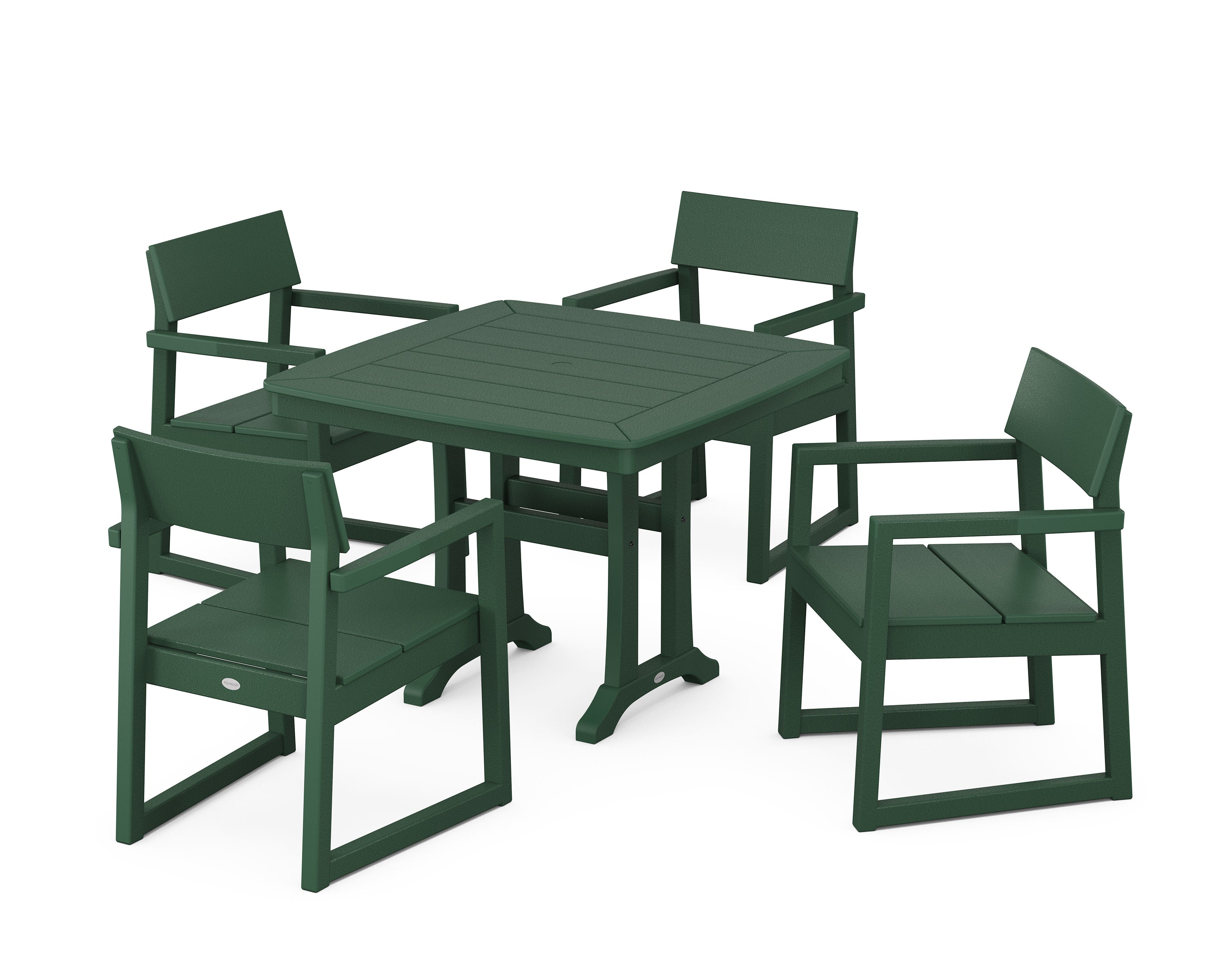 EDGE 5-Piece Dining Set with Trestle Legs in Green