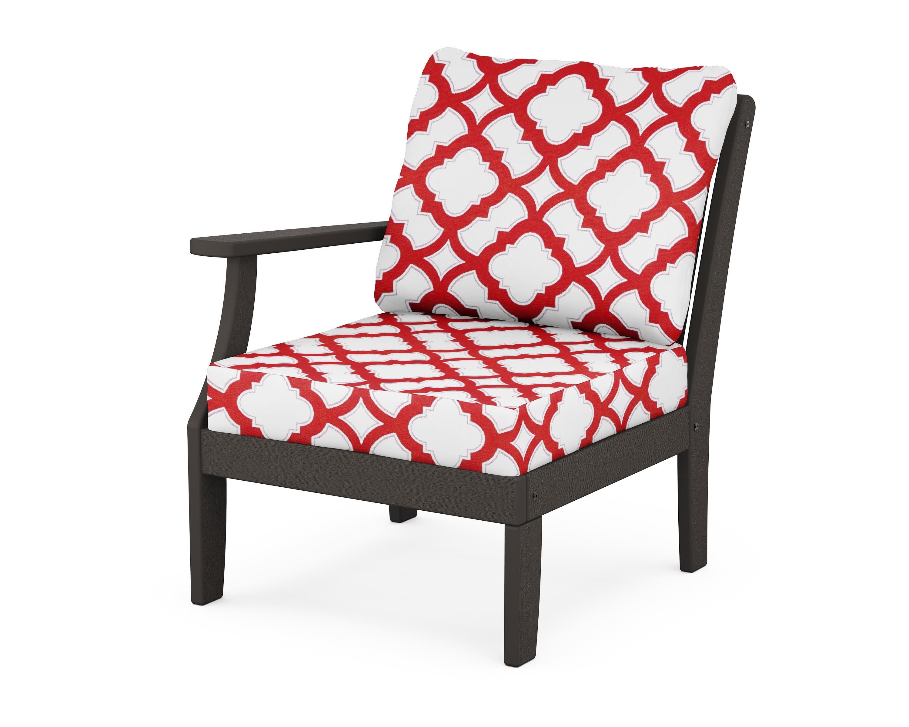 Braxton Modular Left Arm Chair in Vintage Coffee / Trellis Crimson