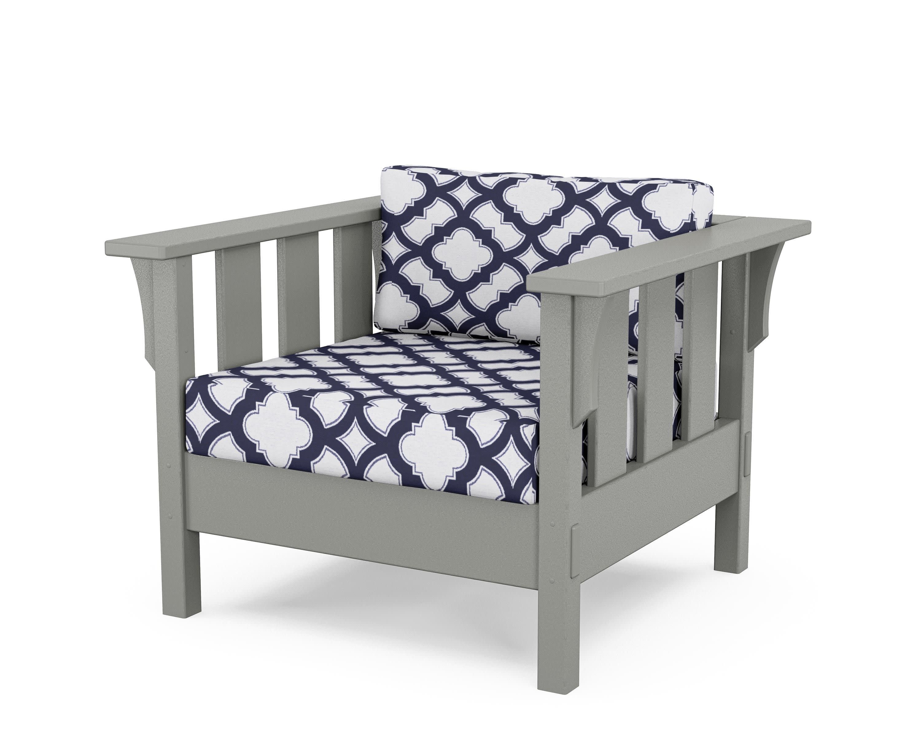 Acadia Deep Seating Chair in Slate Grey / Trellis Navy
