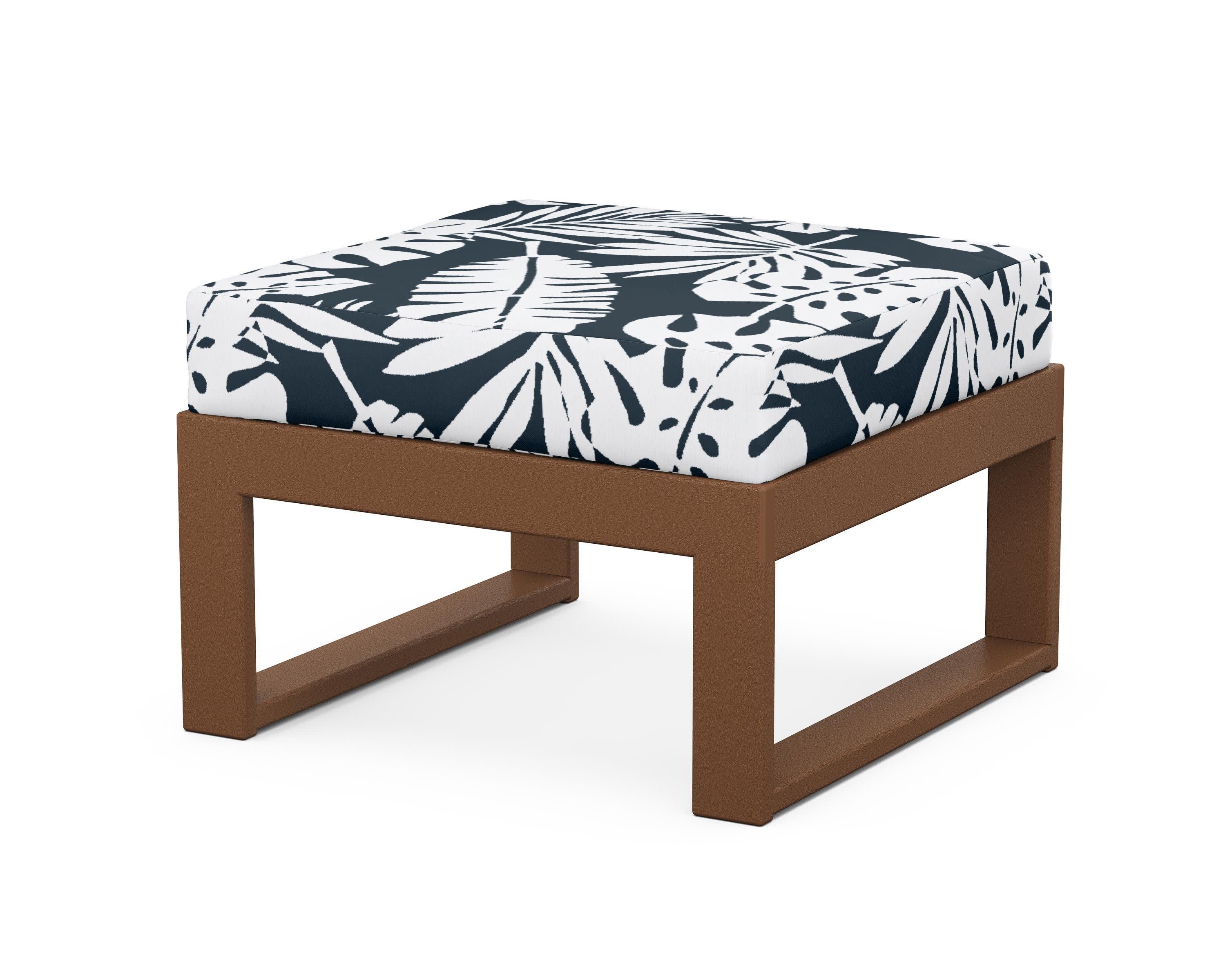 Modular Ottoman - Modern in Teak / Leaf Marine Indigo
