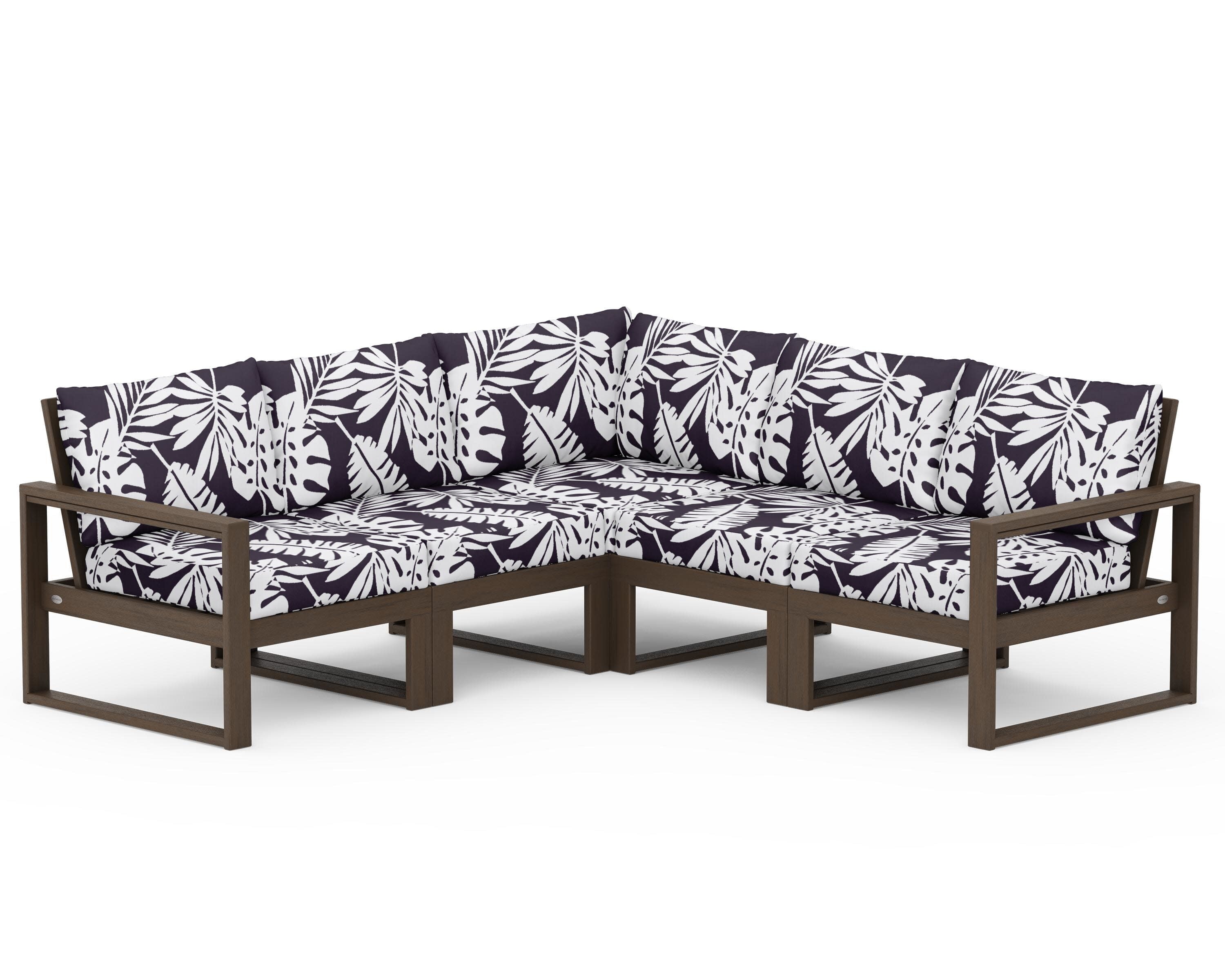 EDGE 5-Piece Modular Deep Seating Set in Kona / Leaf Navy