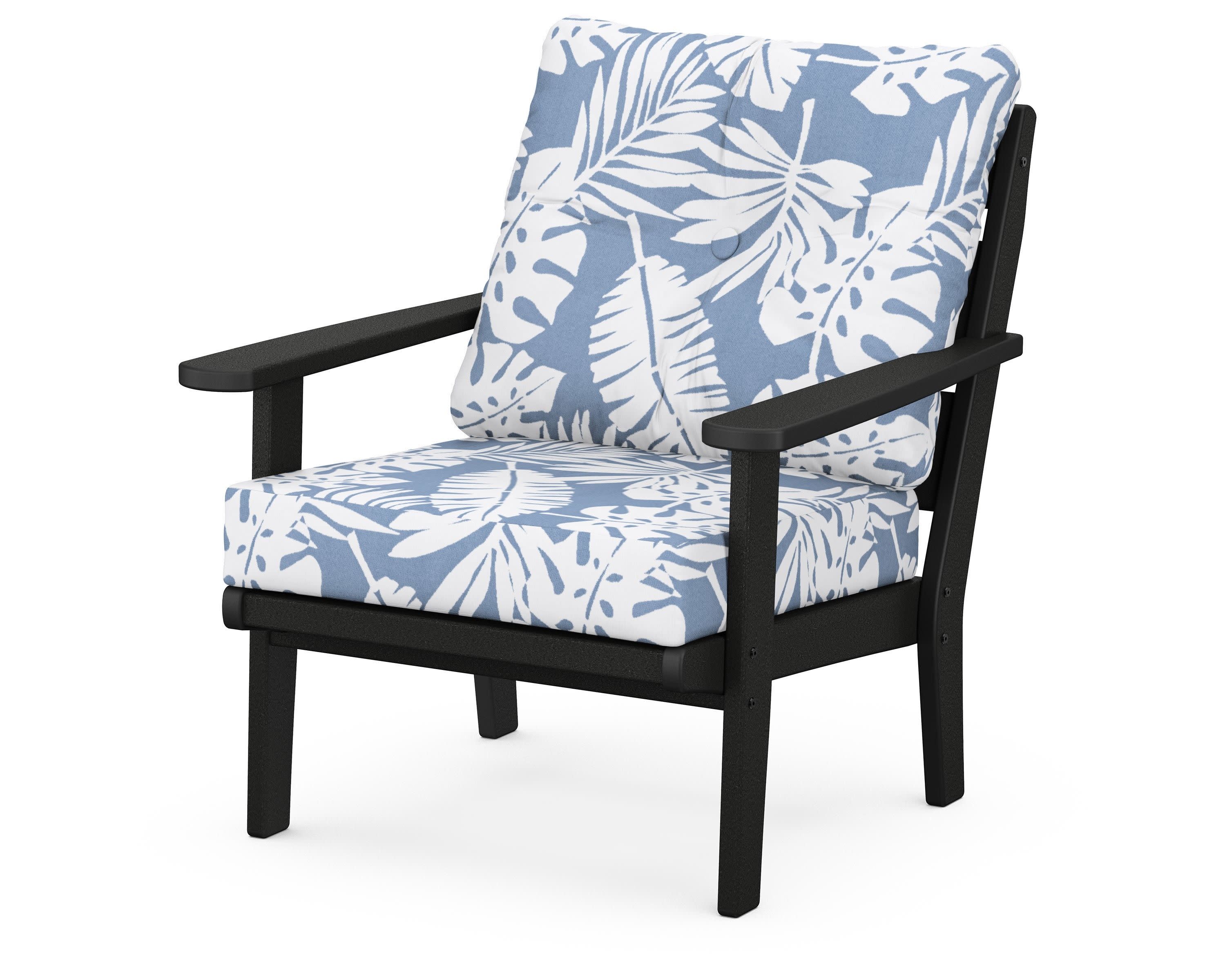 Lakeside Deep Seating Chair in Black / Leaf Sky Blue
