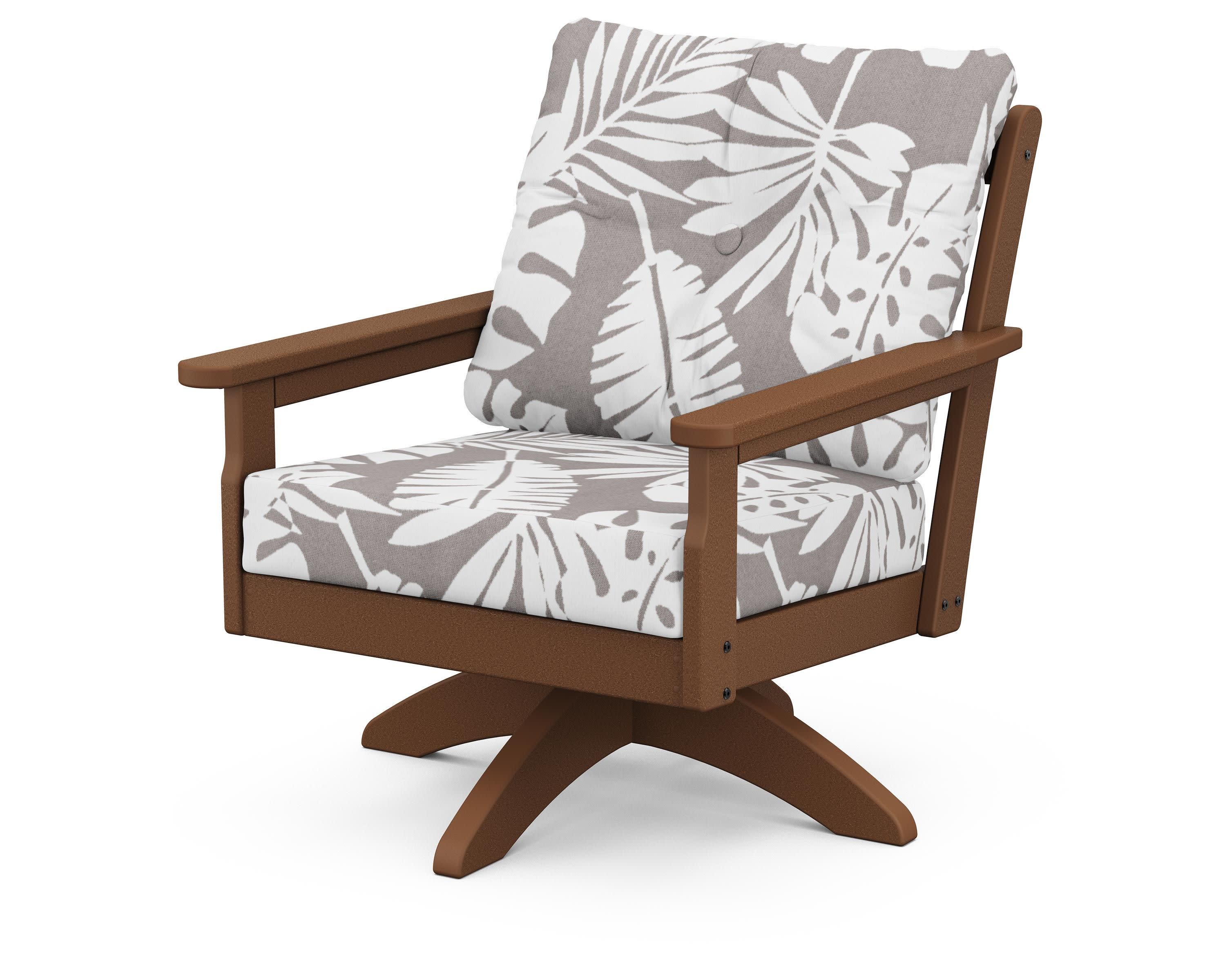 Vineyard Deep Seating Swivel Chair in Teak / Leaf Grey Mist