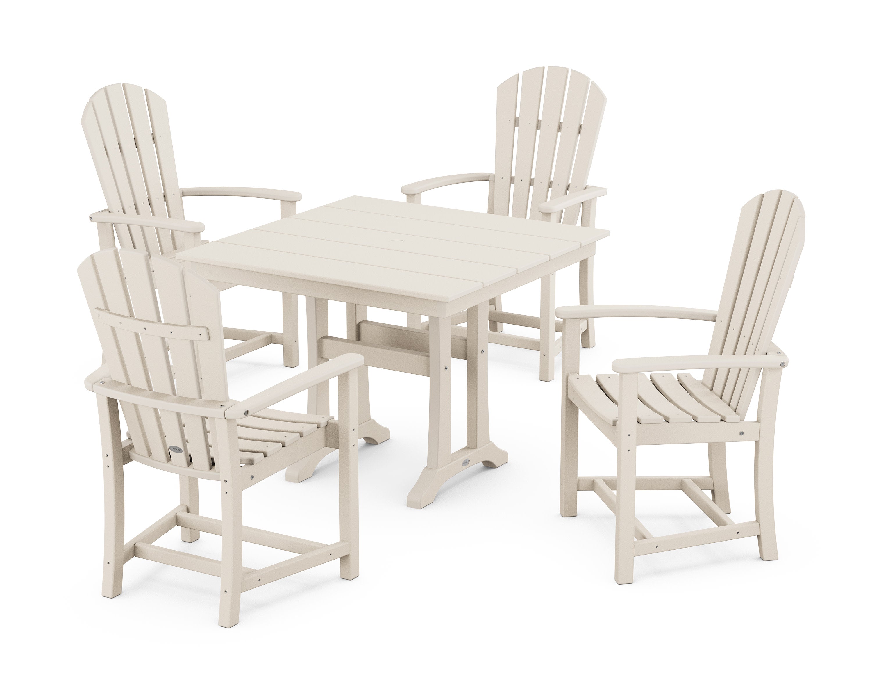 Palm Coast 5-Piece Farmhouse Dining Set With Trestle Legs in Sand
