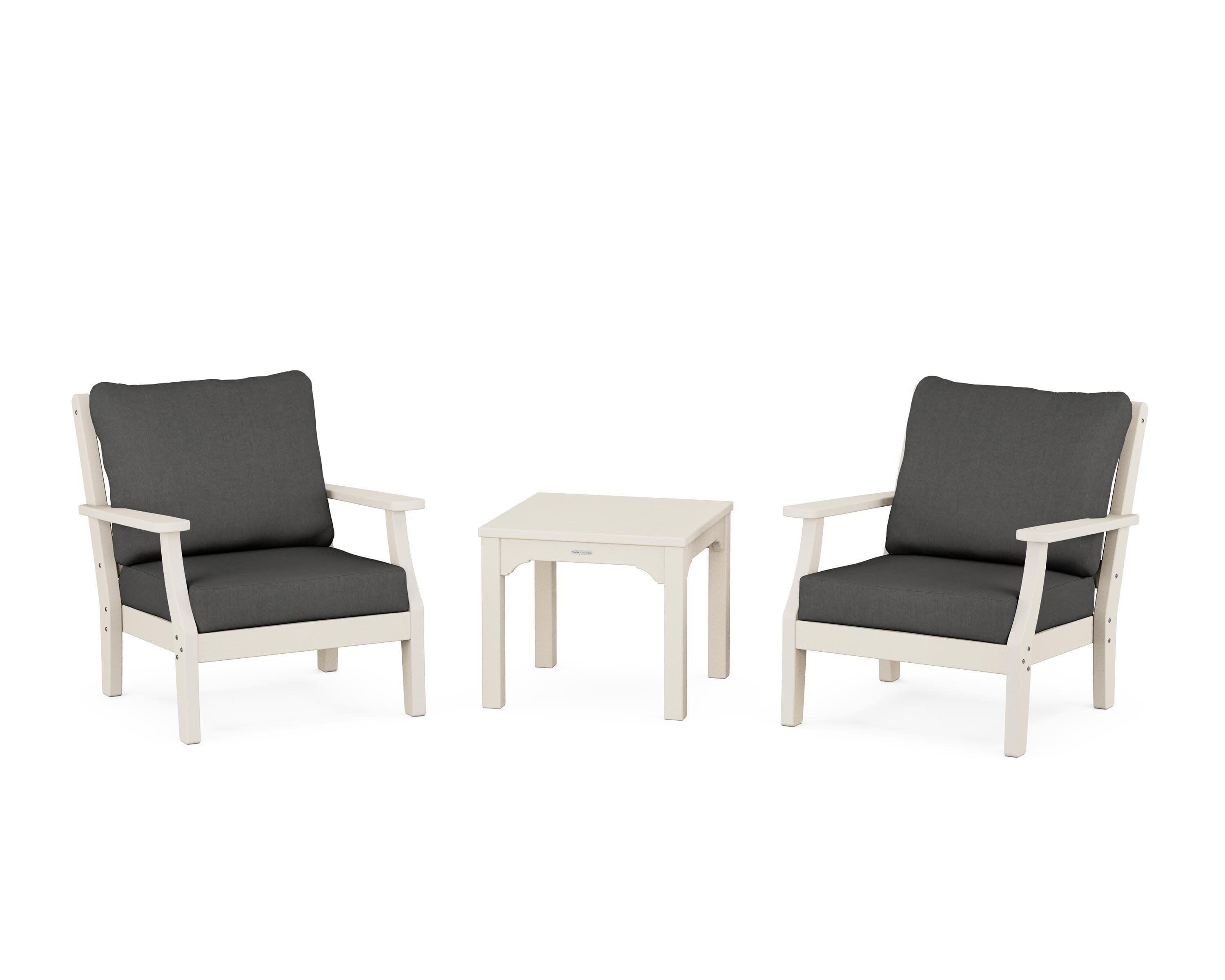 Chinoiserie 3-Piece Deep Seating Set in Sand / Spectrum Carbon