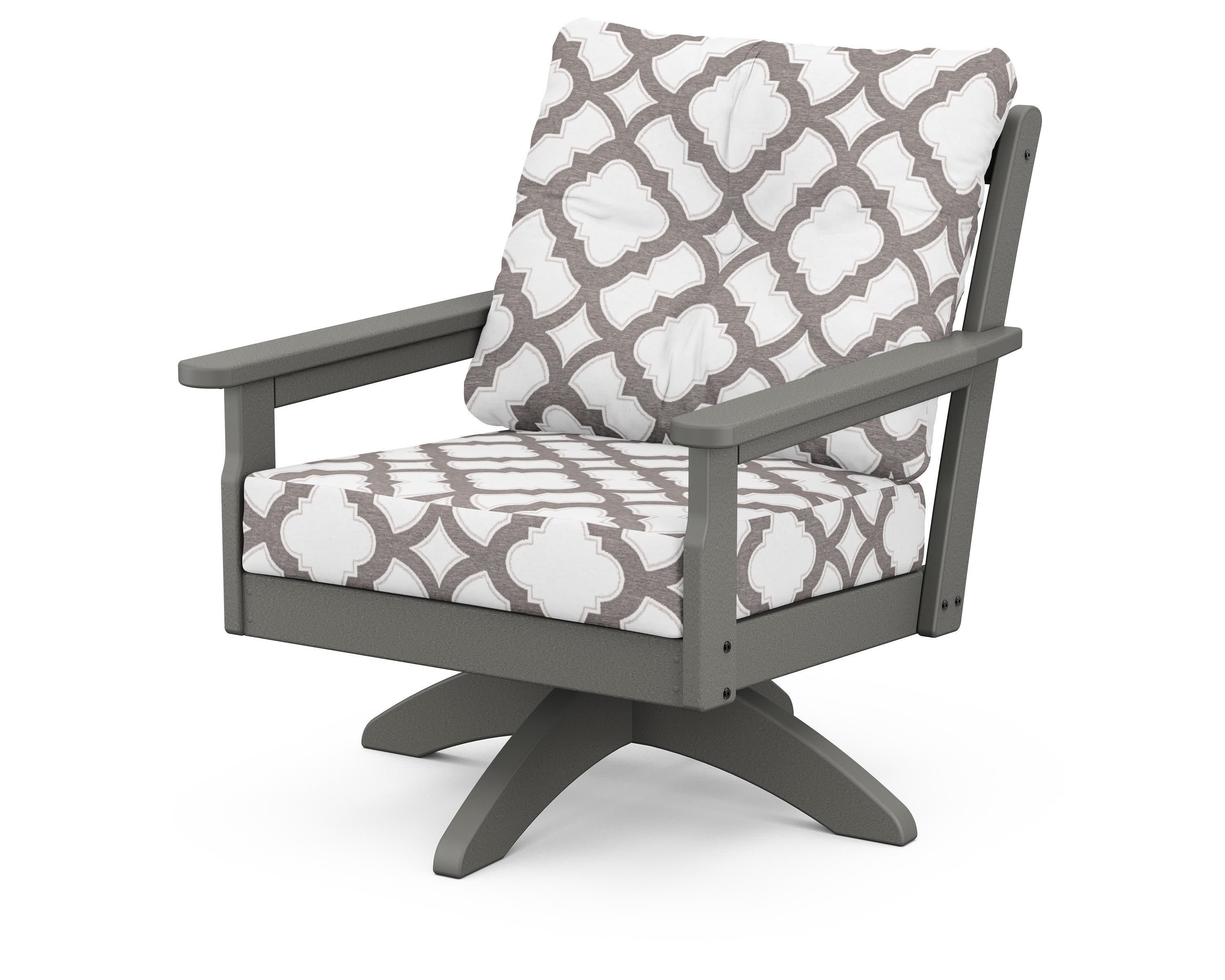 Vineyard Deep Seating Swivel Chair in Slate Grey / Trellis Grey Mist