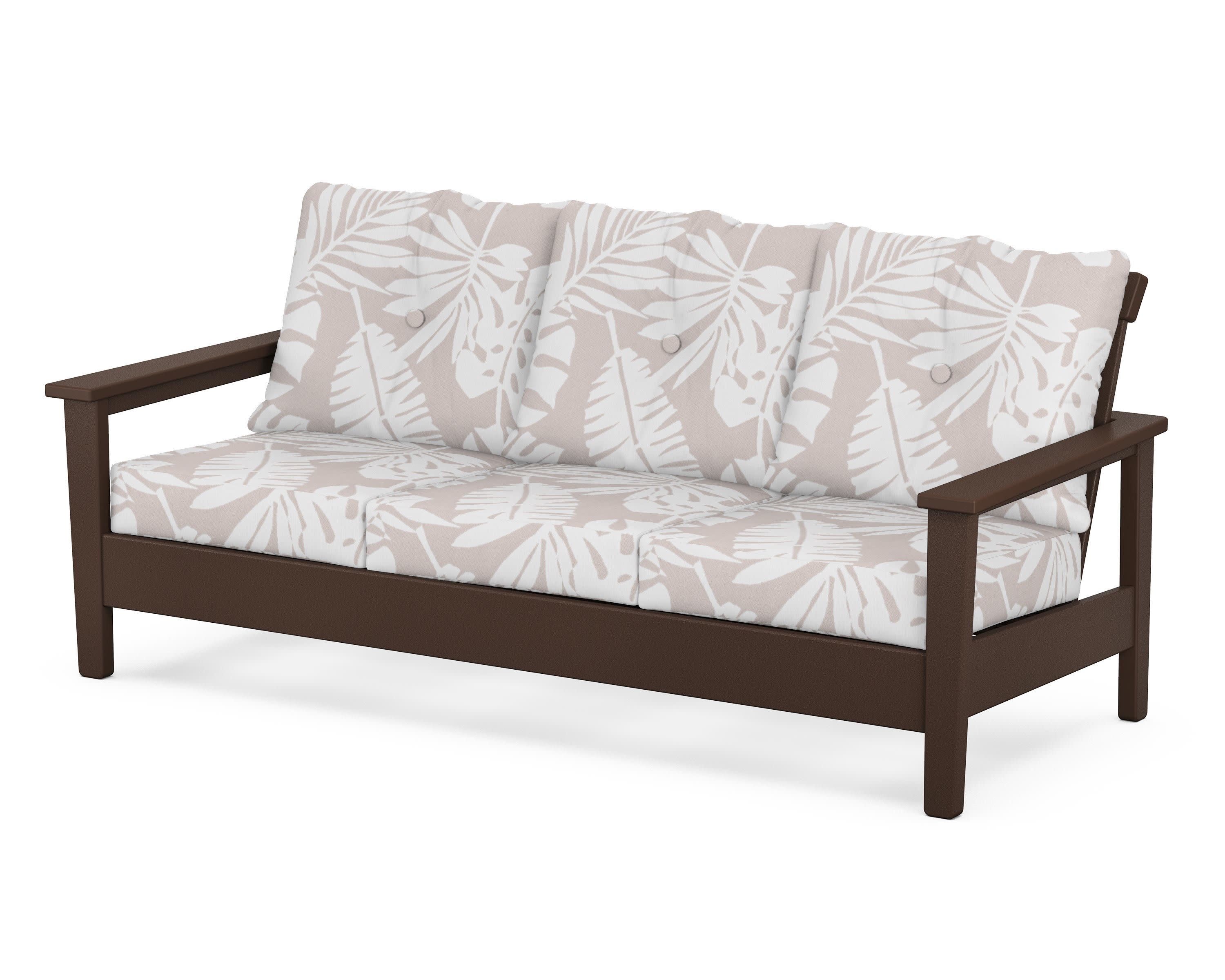 Prescott Deep Seating Sofa in Mahogany / Leaf Dune Burlap