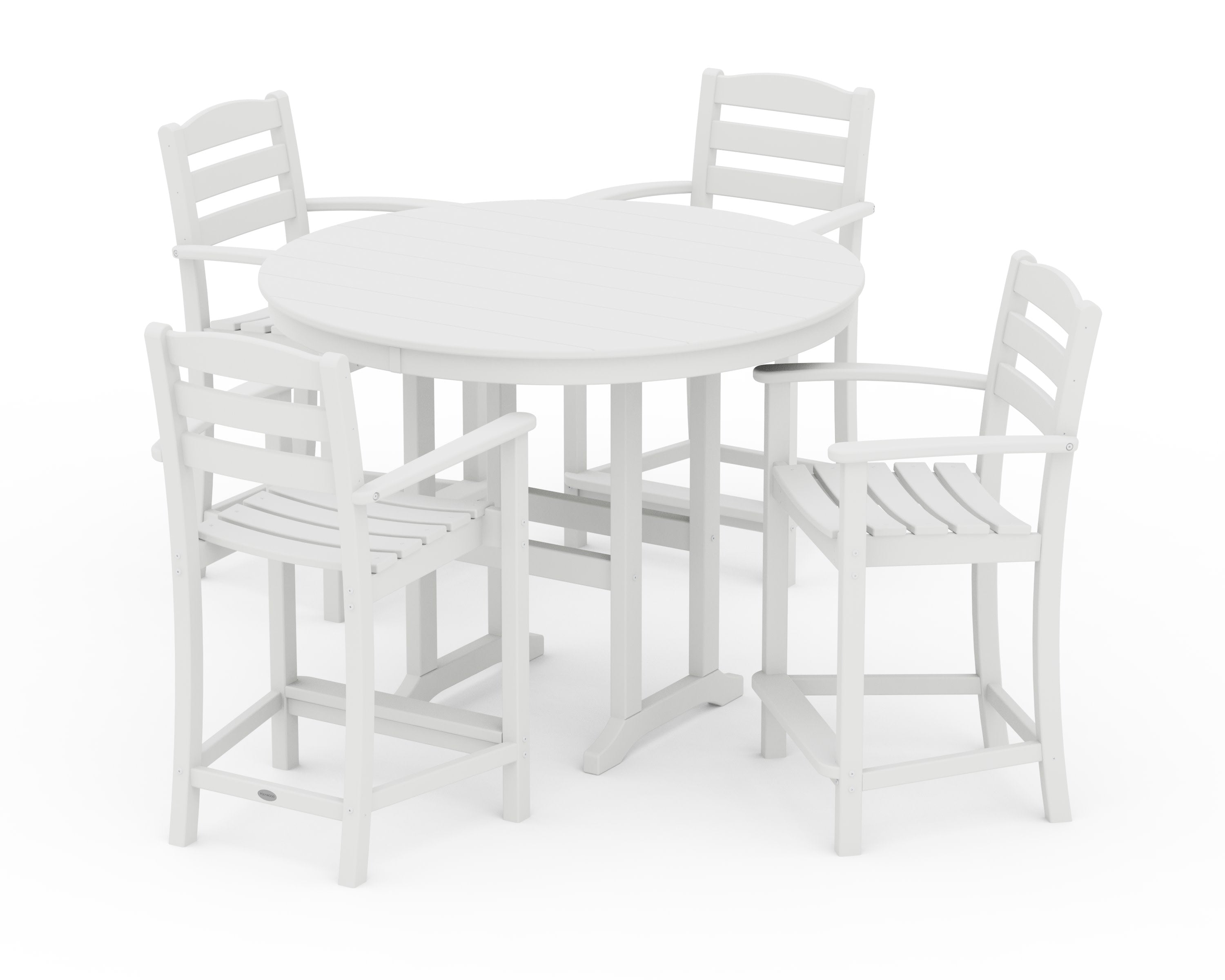La Casa Caf 5-Piece Round Farmhouse Counter Set in White