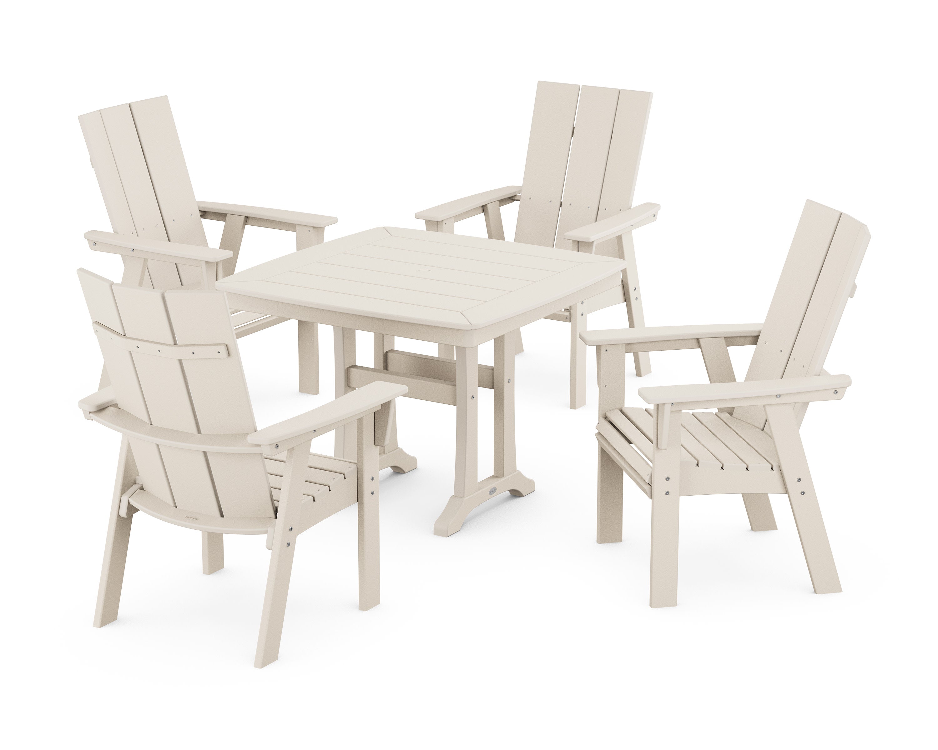 Modern Adirondack 5-Piece Dining Set with Trestle Legs in Sand