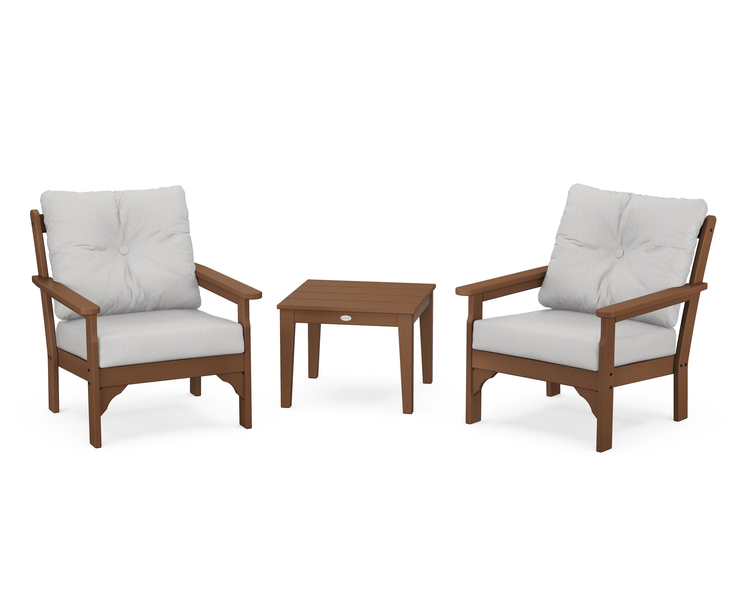 Vineyard 3-Piece Deep Seating Set in Teak / Diamond in the Rough