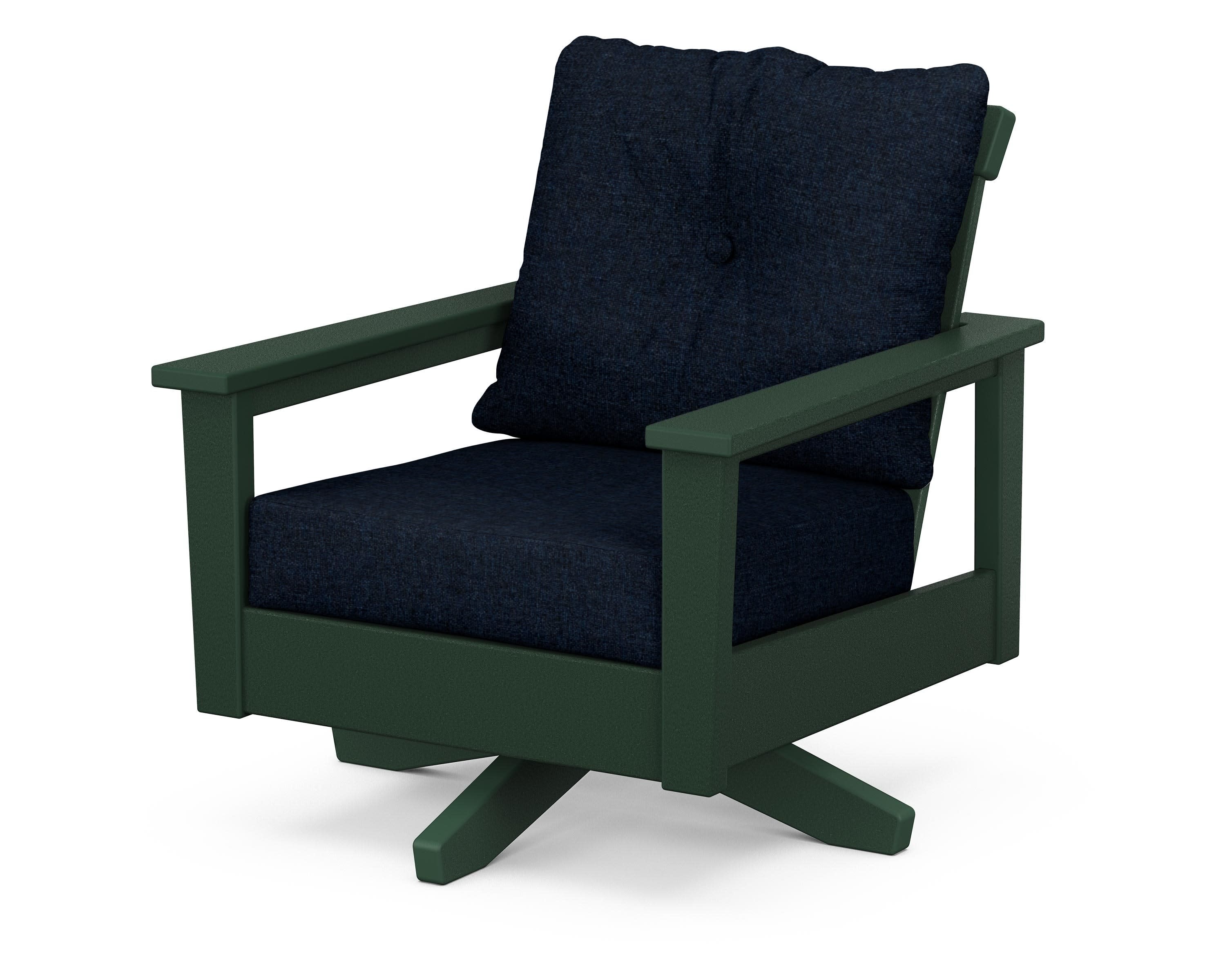 Prescott Deep Seating Swivel Chair in Green / Marine Indigo