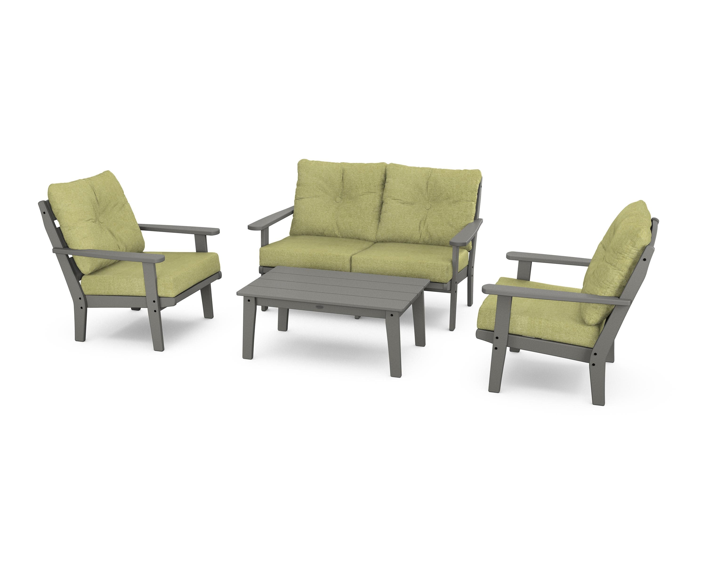 Lakeside 4-Piece Deep Seating Set in Slate Grey / Chartreuse Boucle