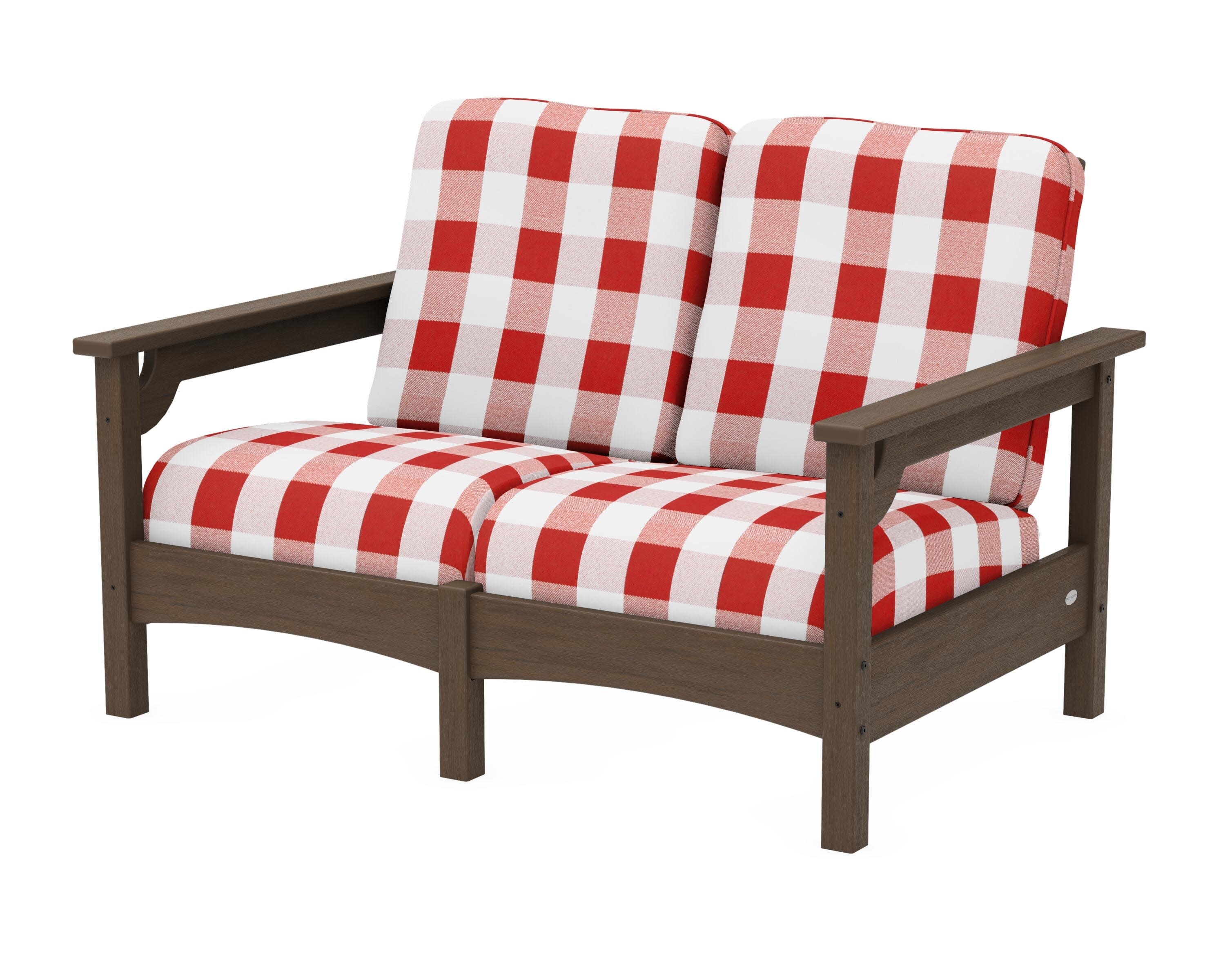 Club Loveseat in Kona / Buffalo Plaid Crimson