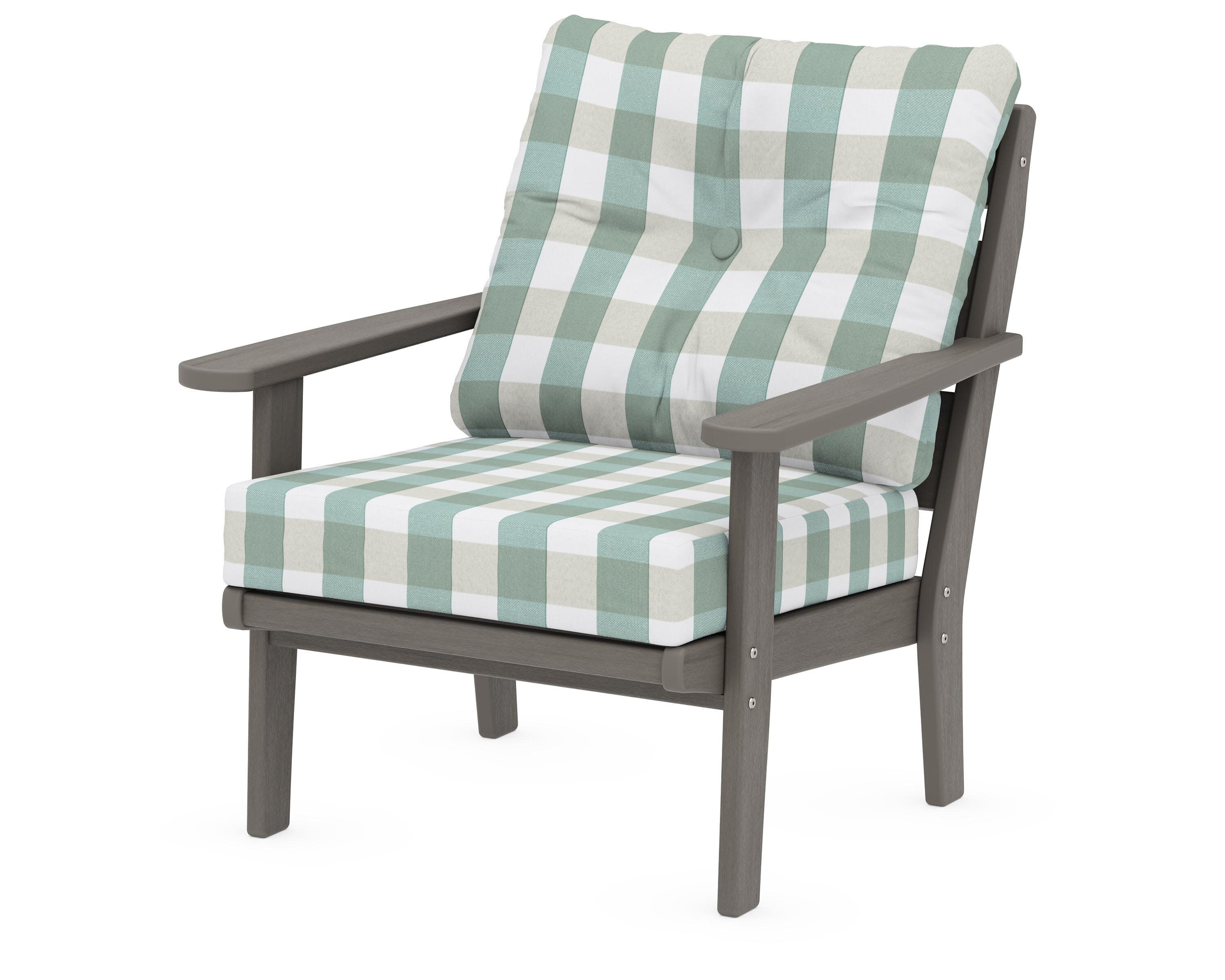 Lakeside Deep Seating Chair in Driftwood / Buffalo Plaid Glacier Spa