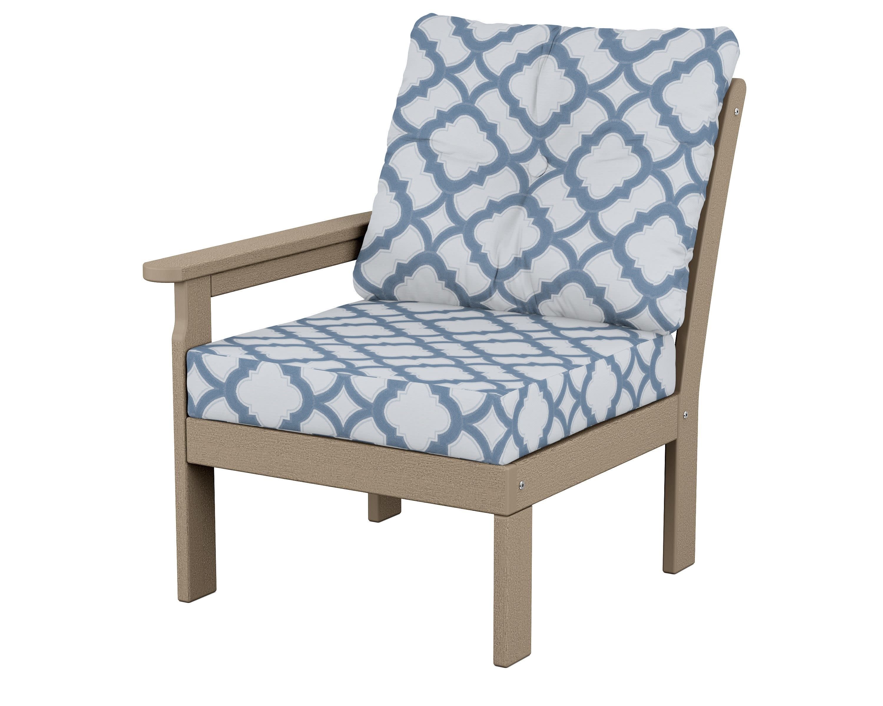 Vineyard Modular Left Arm Chair in Vintage Sahara / Trellis Sky Blue