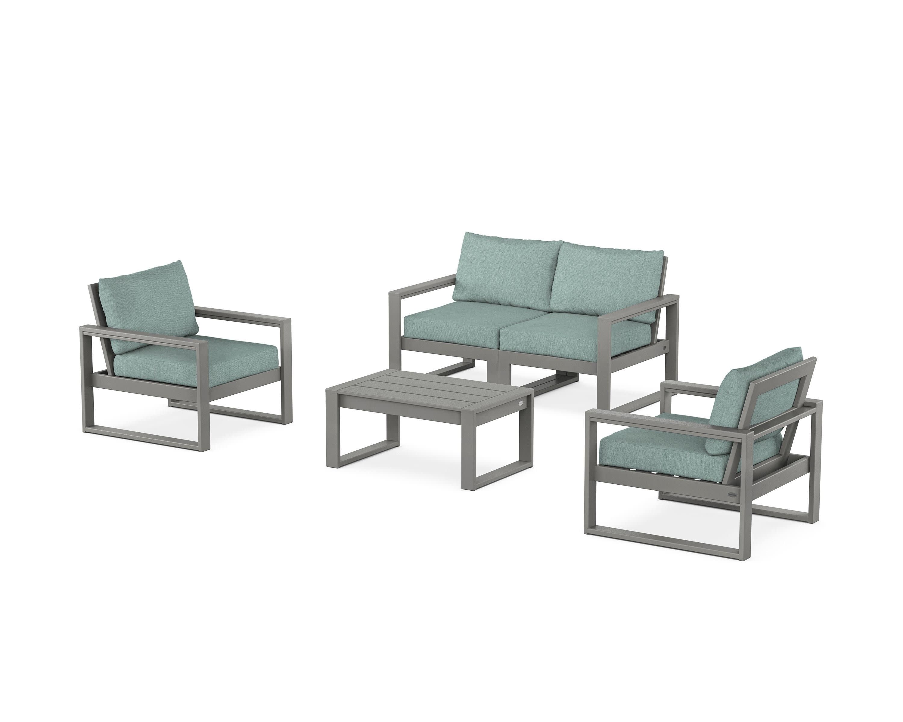 EDGE Sectional 4-Piece Deep Seating Set with Loveseat in Slate Grey / Glacier Spa