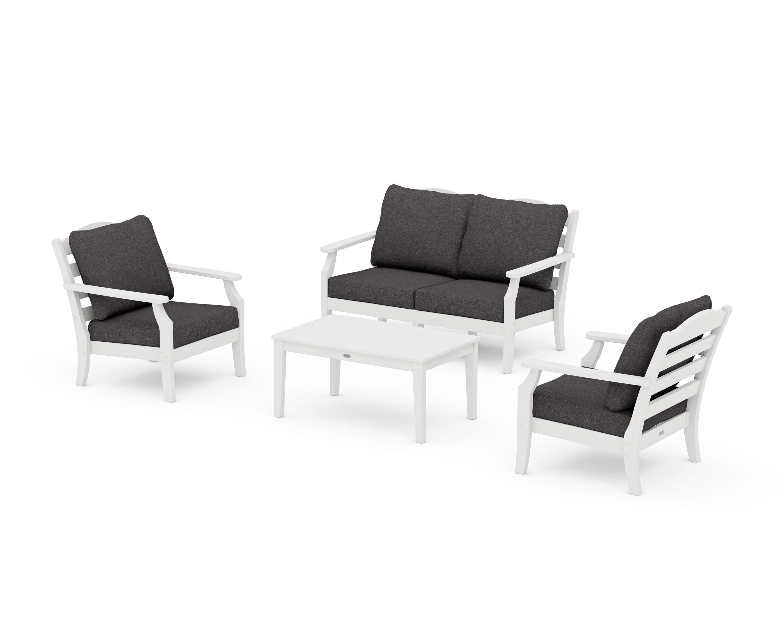 Savannah 4-Piece Deep Seating Set with Loveseat in White / Ash Charcoal