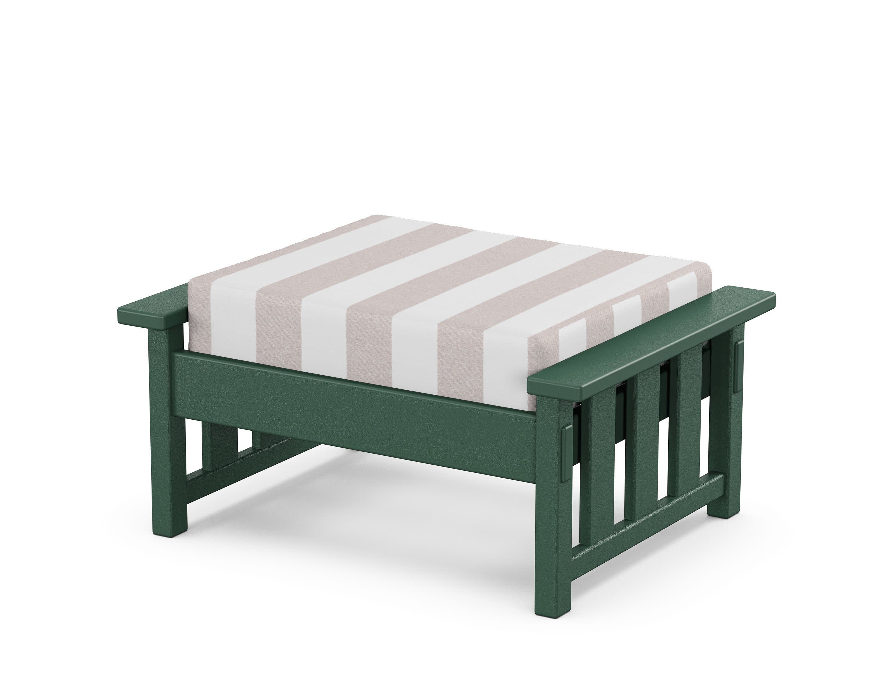 Acadia Deep Seating Ottoman in Green / Cabana Stripe Dune Burlap