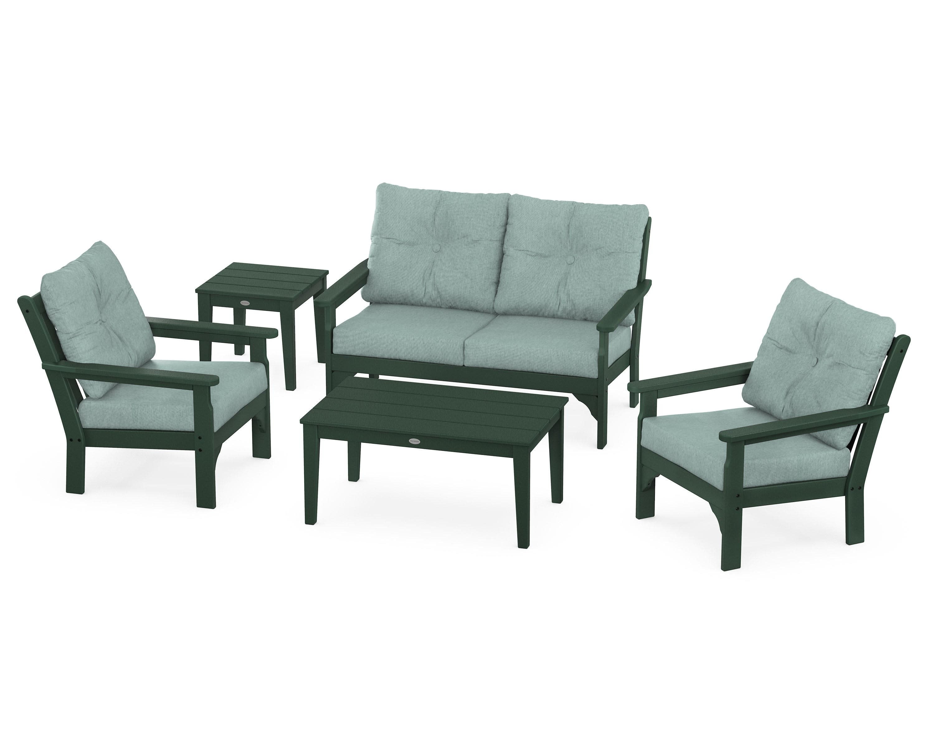Vineyard 5-Piece Deep Seating Set in Green / Glacier Spa