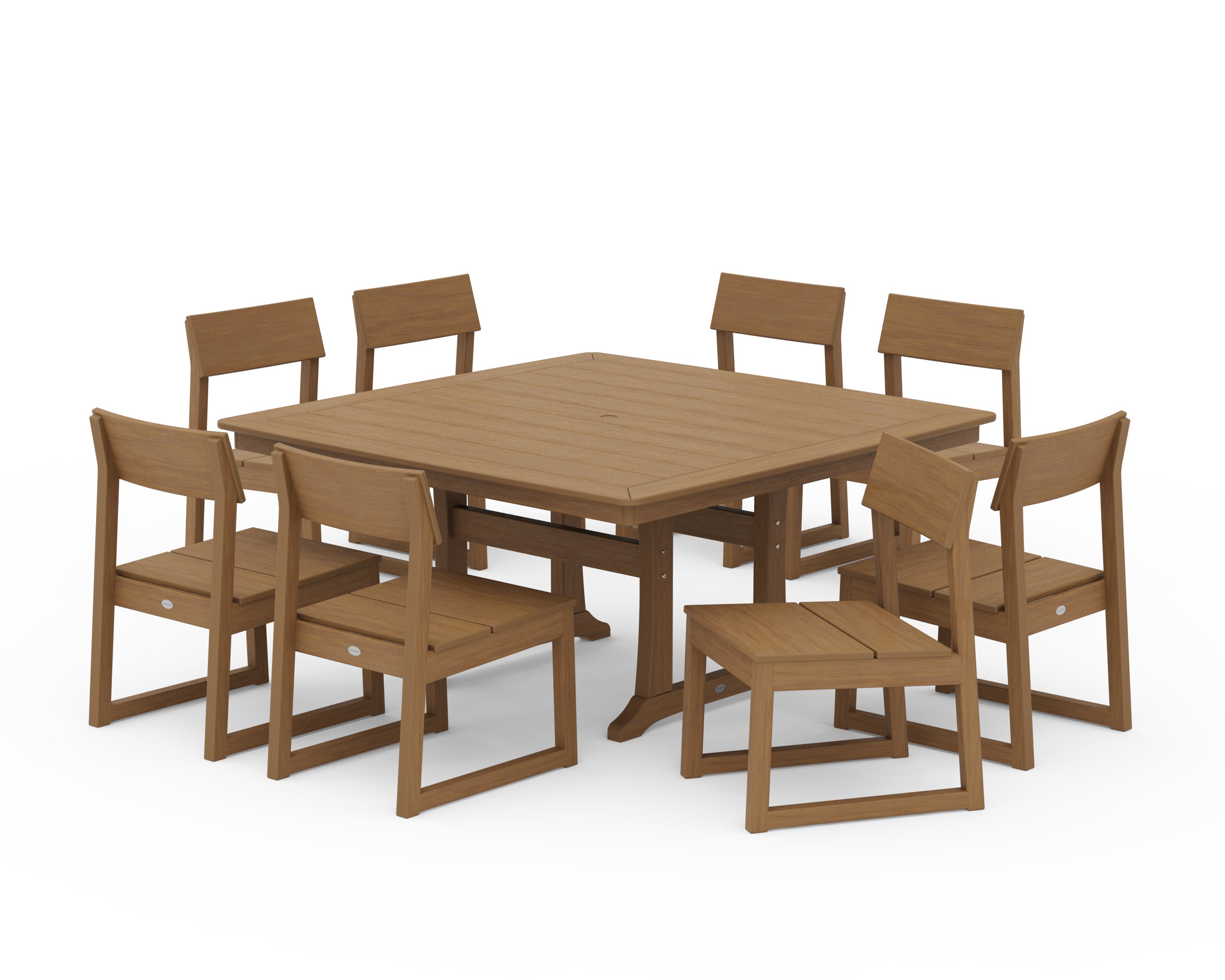 EDGE Side Chair 9-Piece Dining Set with Trestle Legs in Natural