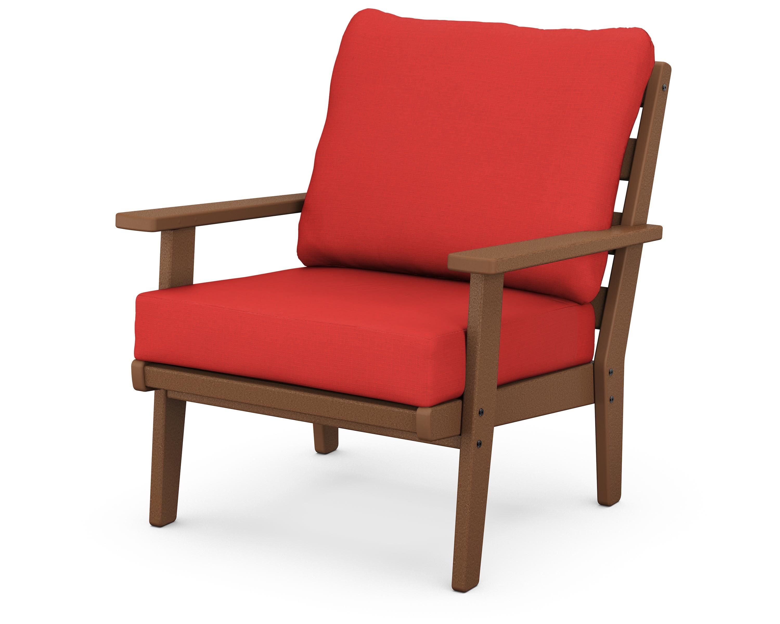 Grant Park Deep Seating Chair in Teak / Crimson Linen