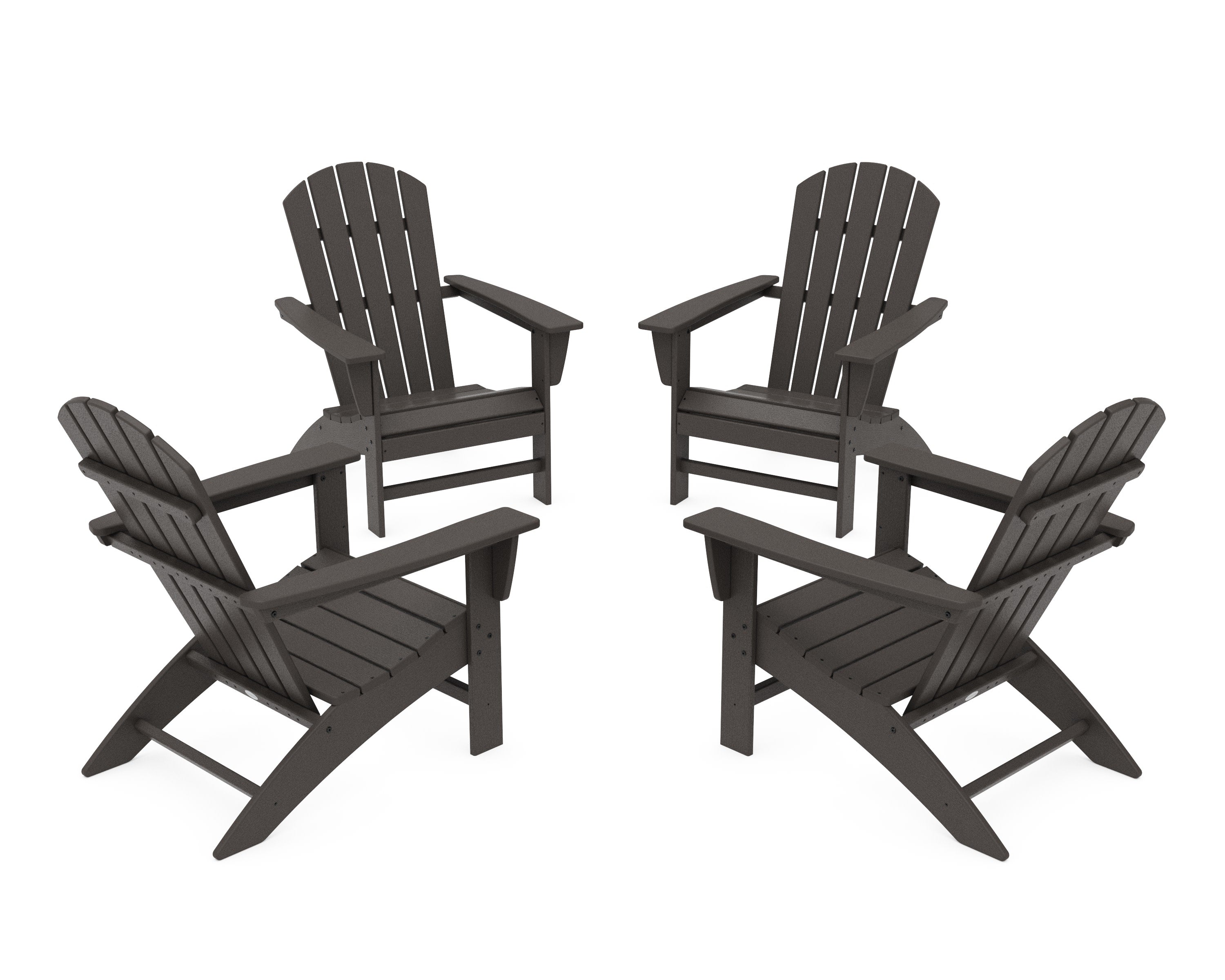 Nautical 4-Piece Adirondack Conversation Set in Vintage Coffee