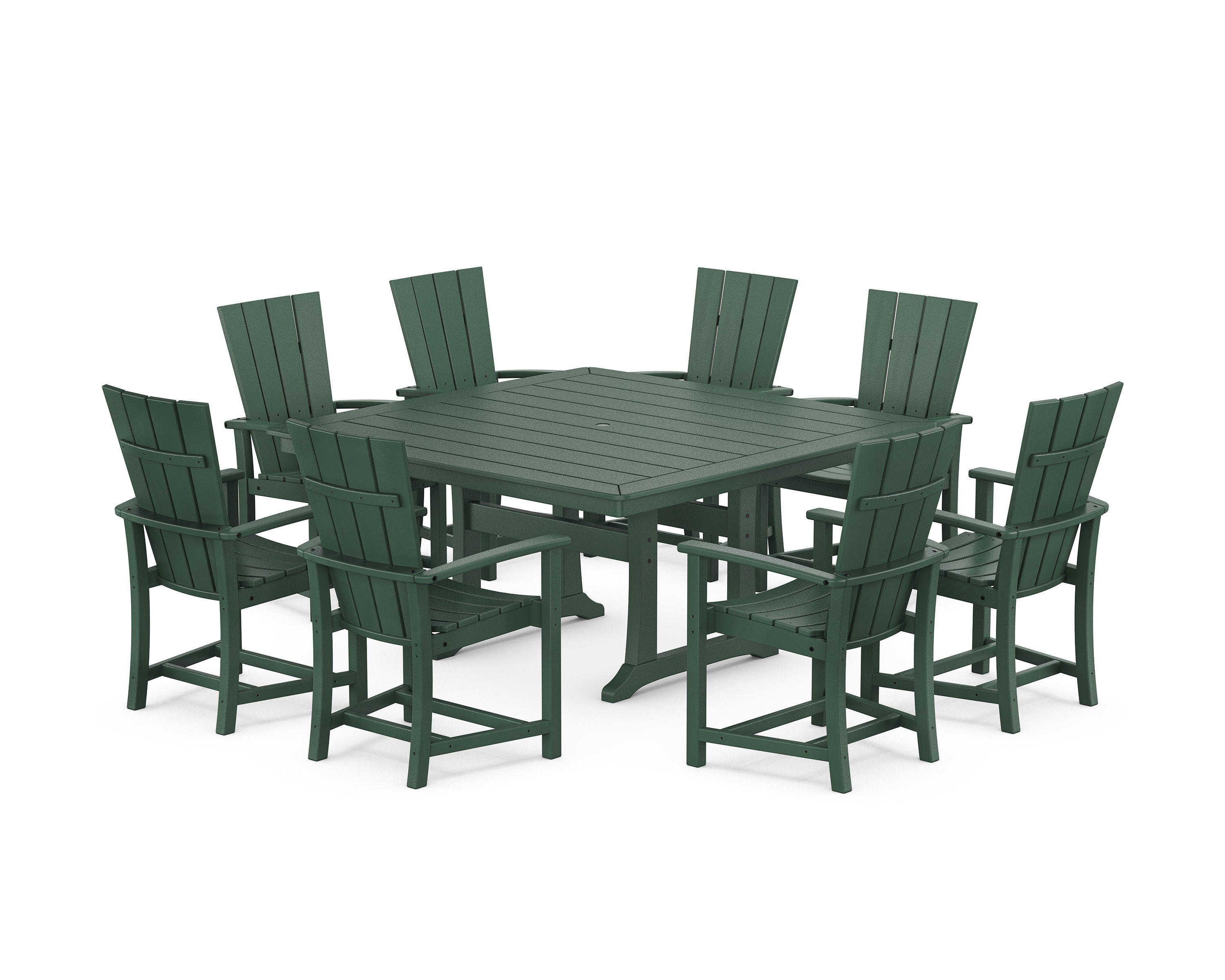 Quattro 9-Piece Square Dining Set with Trestle Legs in Green