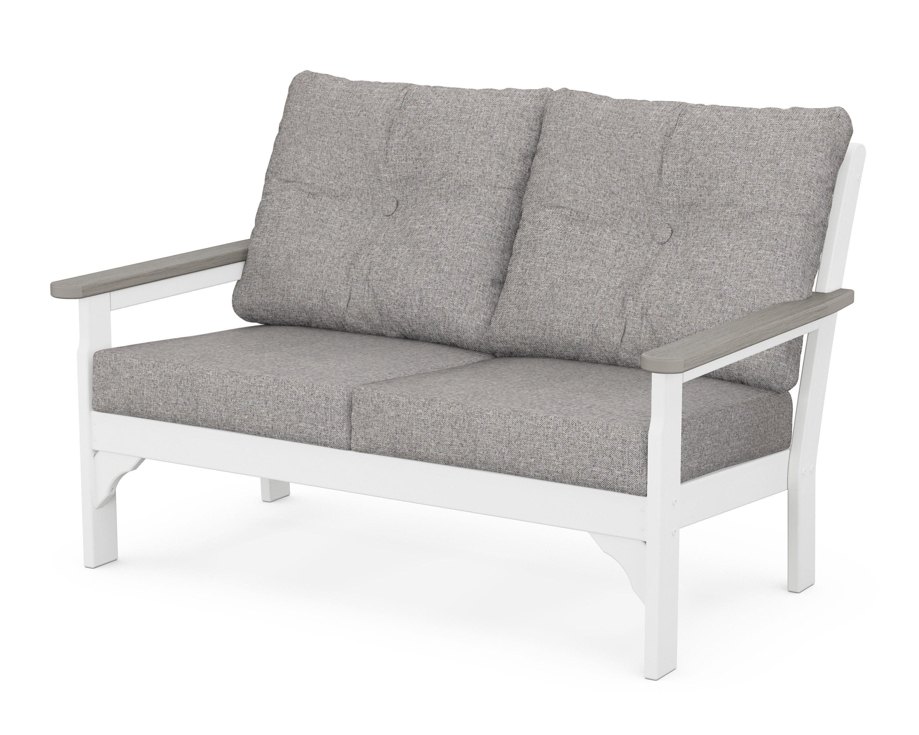 Vineyard Deep Seating Loveseat in White / Driftwood / Grey Mist